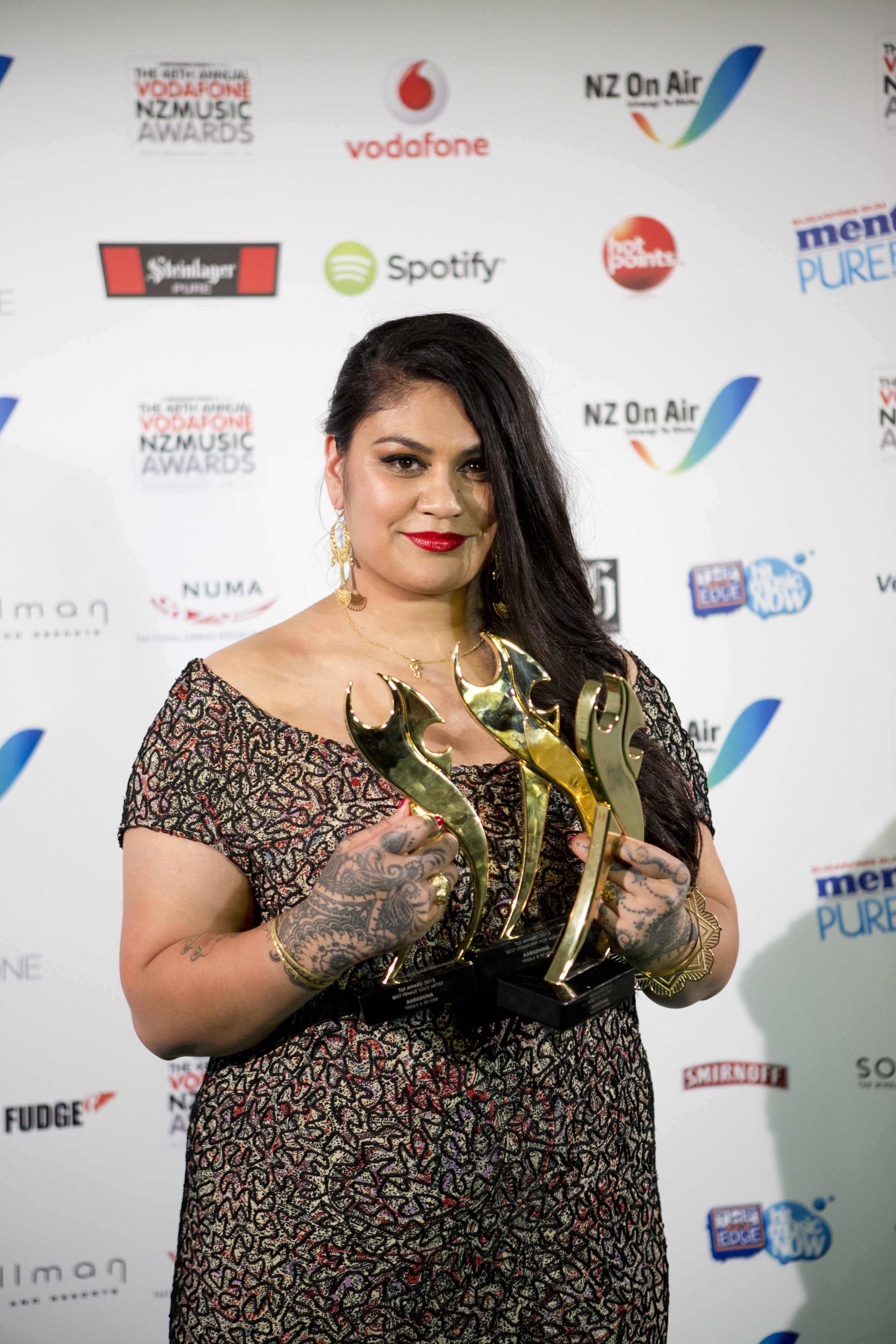 Aaradhna at the 2013 Vodafone NZ Music Awards. Photo / Dean Purcell.