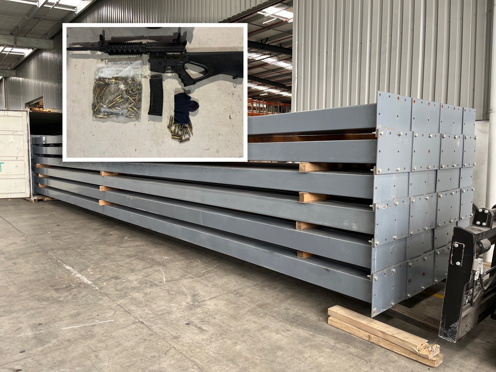 Police and Customs found 515kg of methamphetamine inside these steel beams imported from the United States in September 2024. Photo / NZ Police
