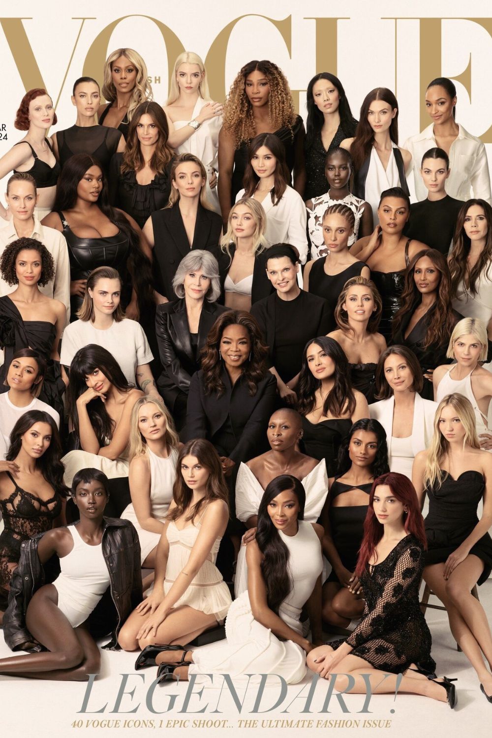 Lensed by Steven Meisel, Edward Enninful's final British Vogue issue features 40 cover stars. Photo / British Vogue