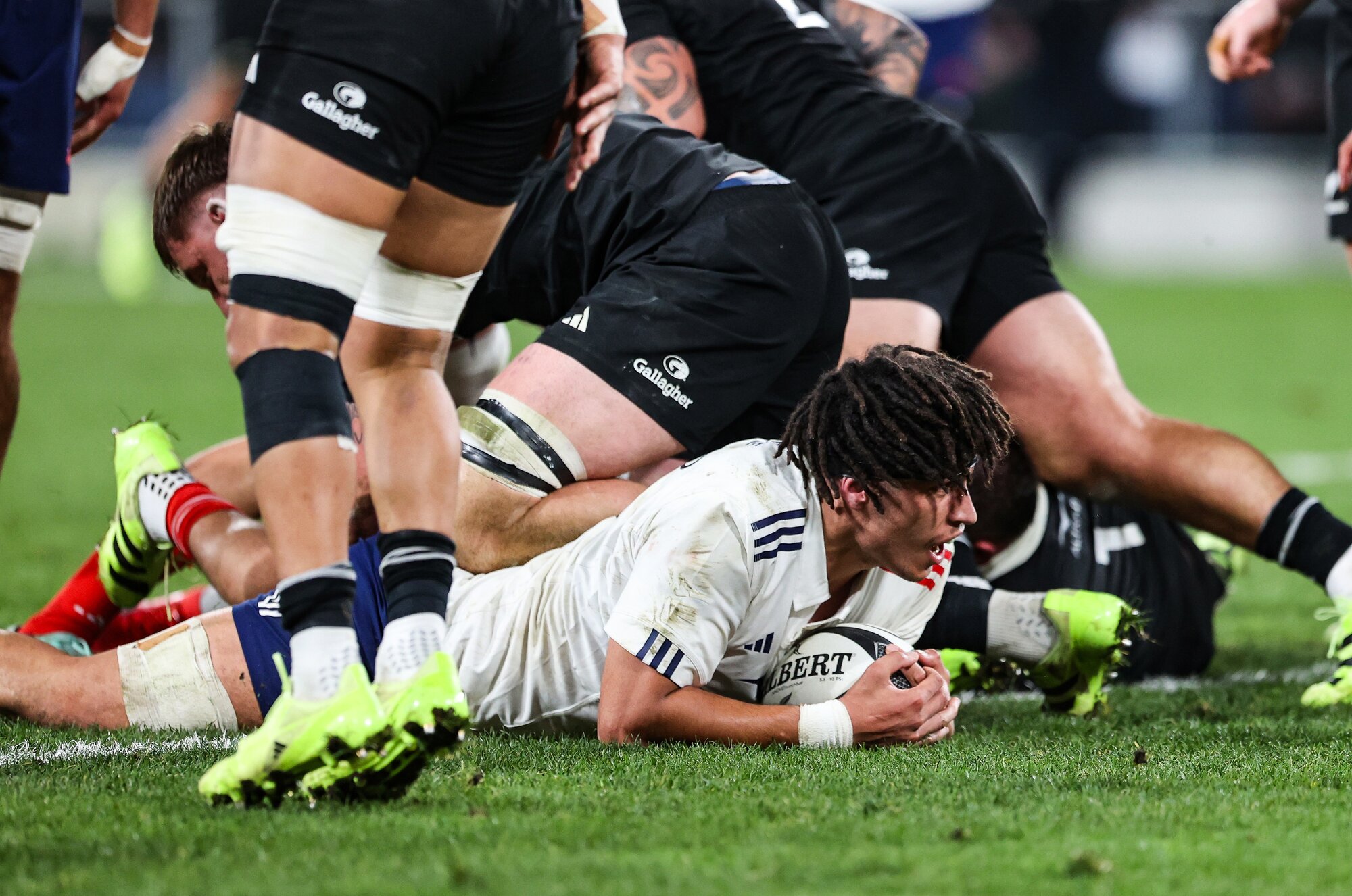 Mickael Guillard scored the opening try in the first test in Dunedin. Photo / Photosport