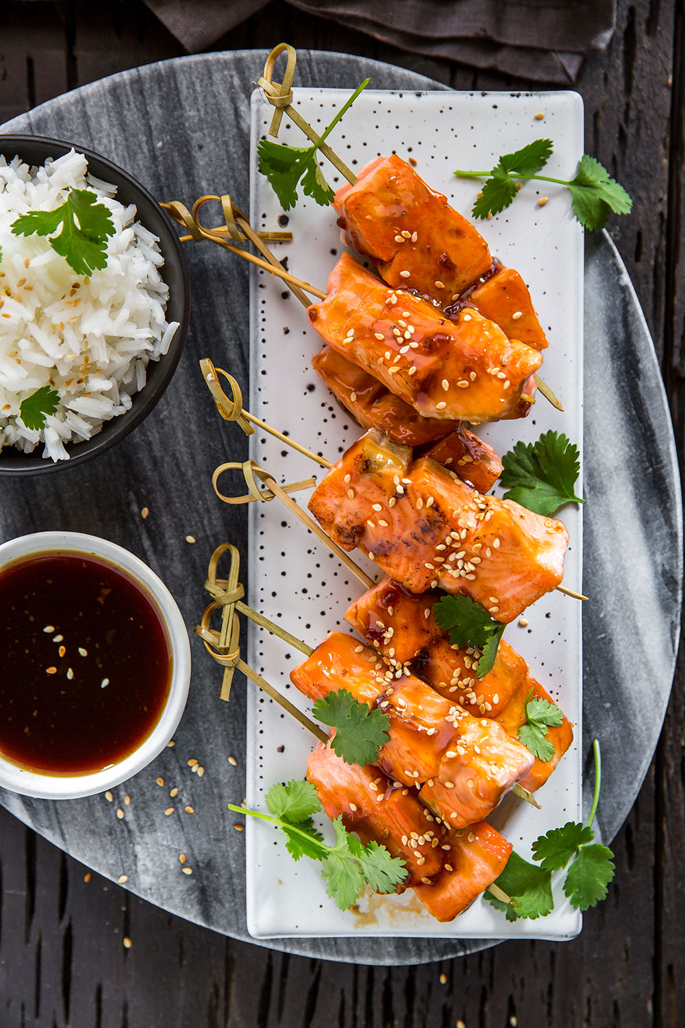 Teriyaki Salmon Kebabs. Picture / Babiche Martens