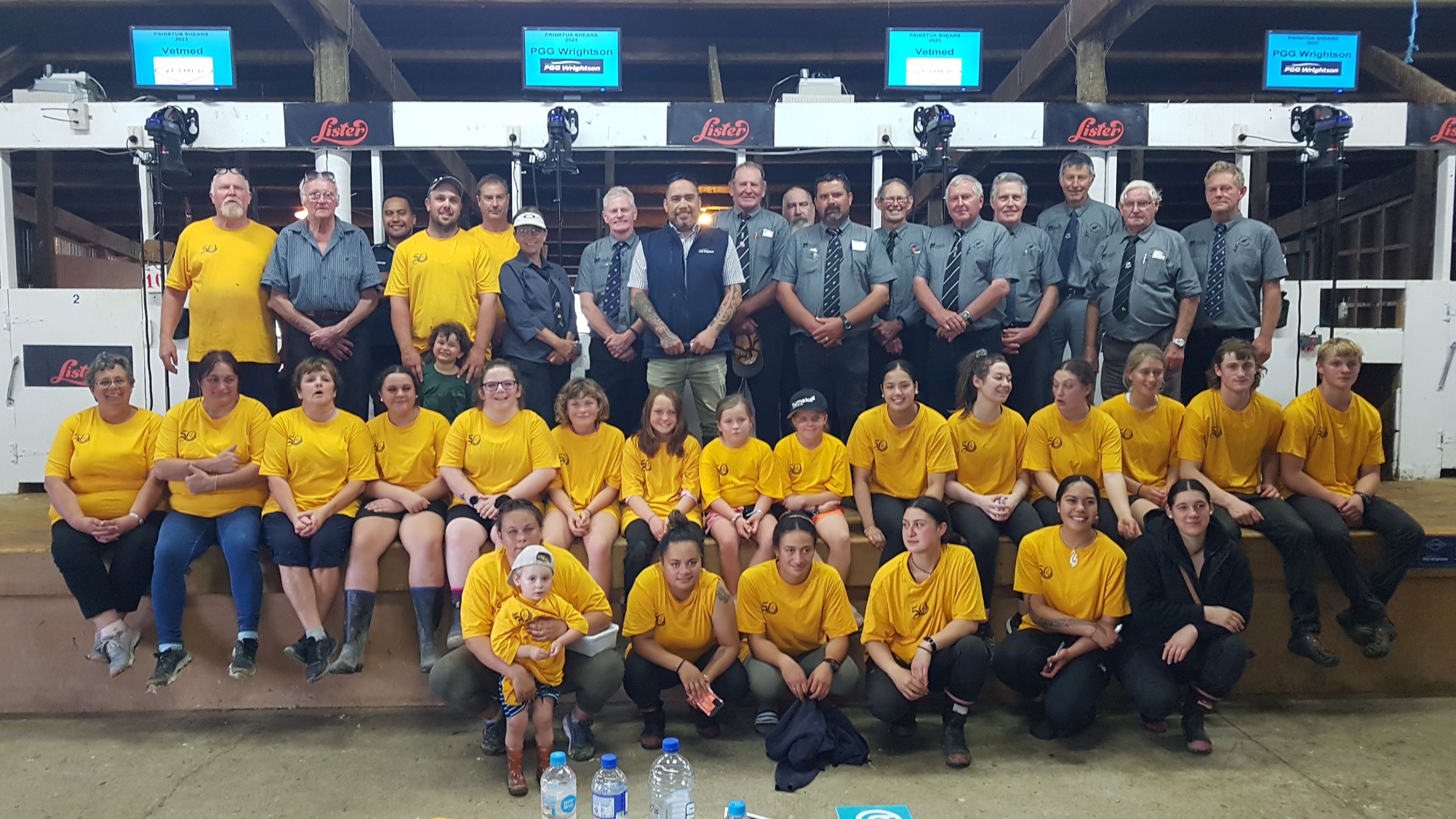 The large team of committee, officials and helpers at last year's Pahīatua Shears.