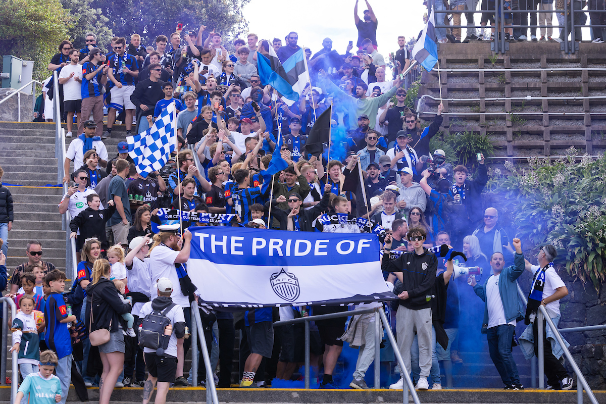 Auckland FC supporters before the A-League football match between Auckland FC and Brisbane Roar. Photo / Photosport