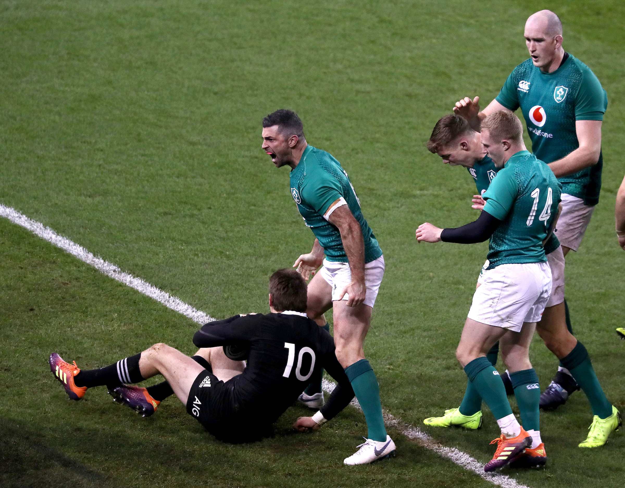 Rob Kearney celebrates during Ireland's 2018 win over the All Blacks. Photo / Photosport