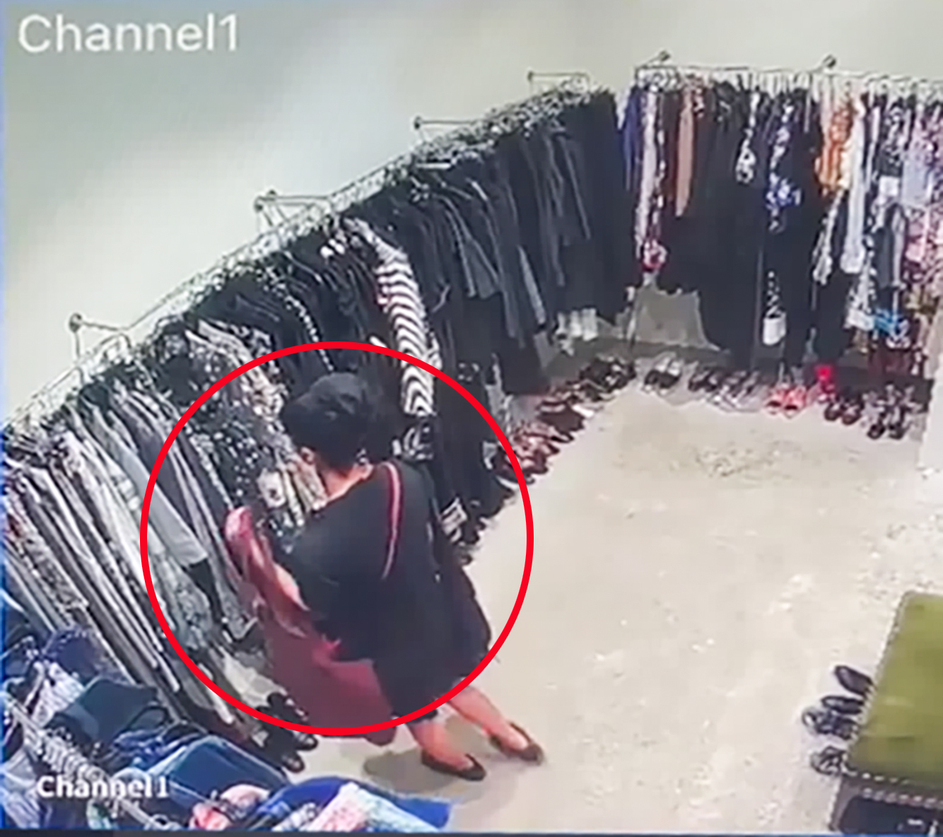 Former Green Party MP Golriz Ghahraman on CCTV filmed inside the Scotties Boutique in Ponsonby.