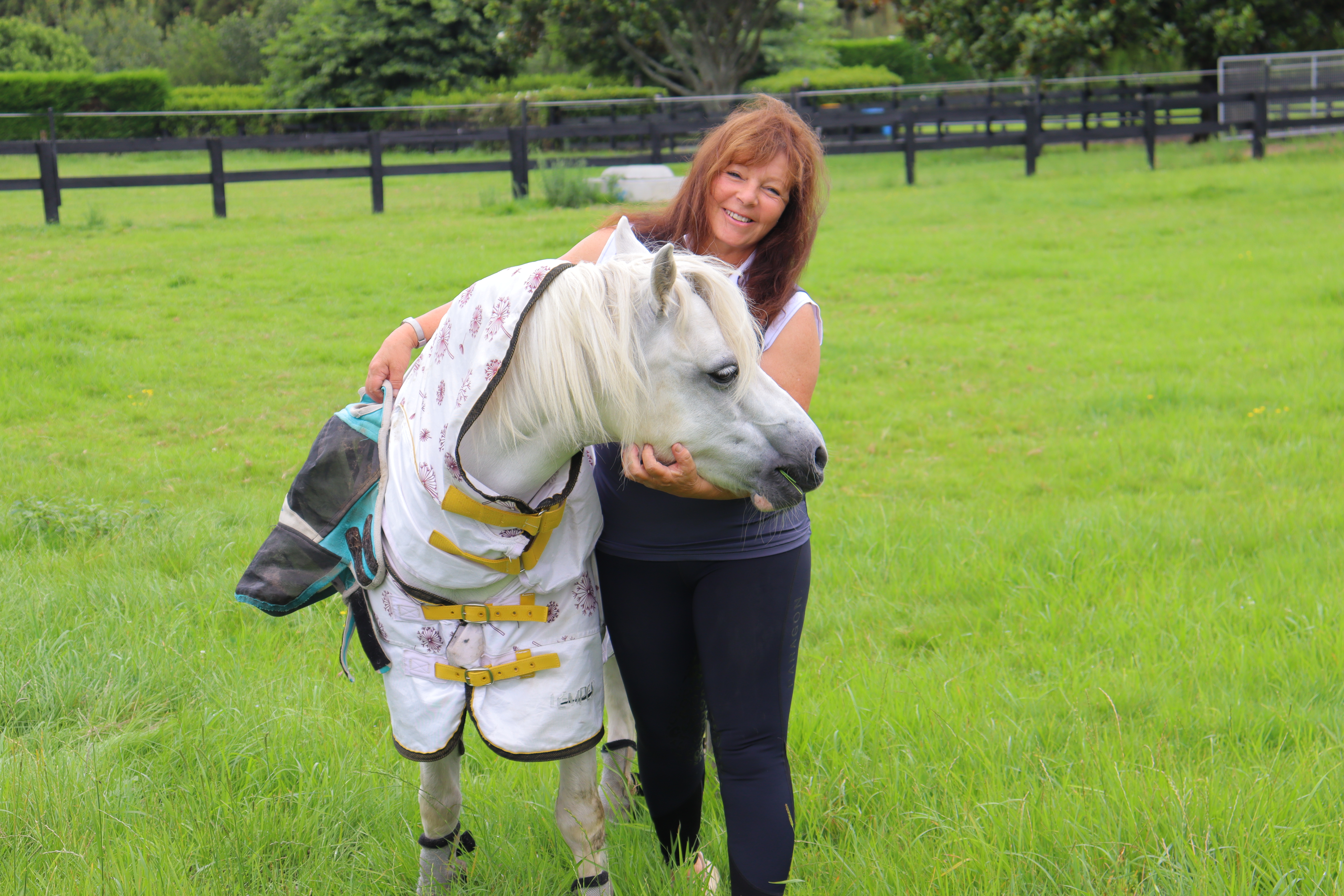 Alma Abrahams and her pony Dante that travelled all the way from the United Kingdom. Photo / Kate Durie