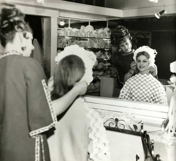 Vinka fitting a bride-to-be during the 1970s. Photo / Vinka Lucas Archives.
