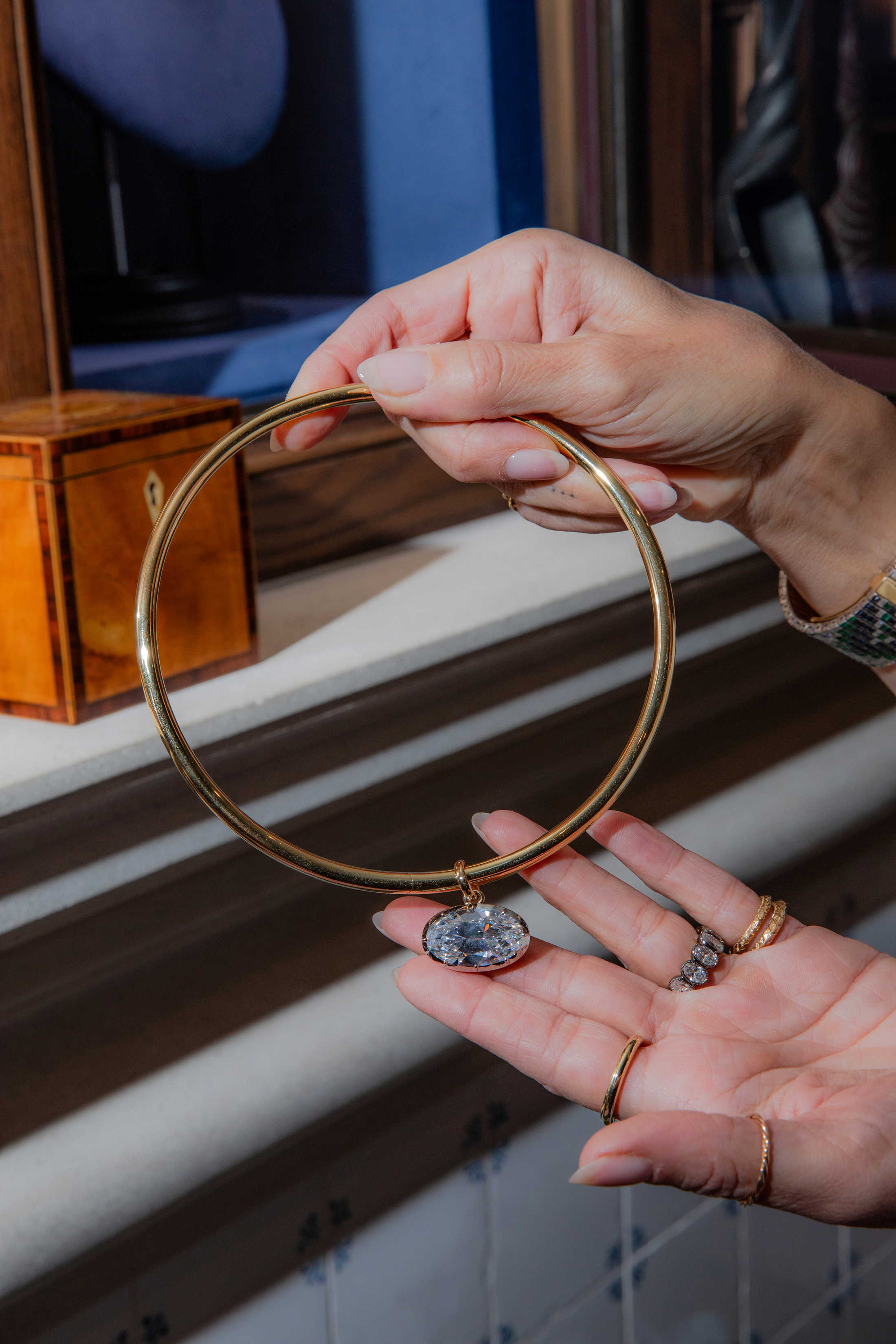 A 20.09-carat Ellipse Diamond Torque necklace. Photo / Natalie Keyssar, The New York Times