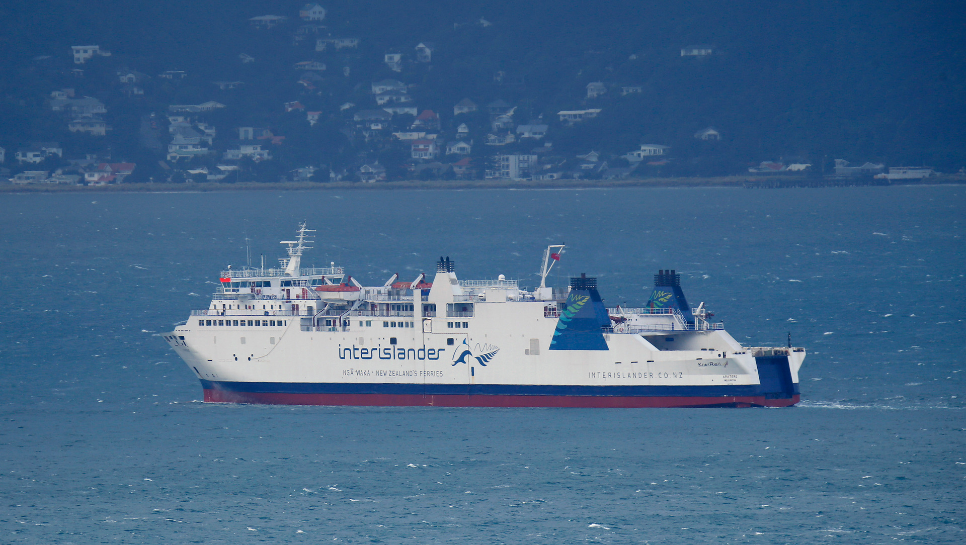 KiwiRail's Interislander ferry Aratere on Wellington Harbour.