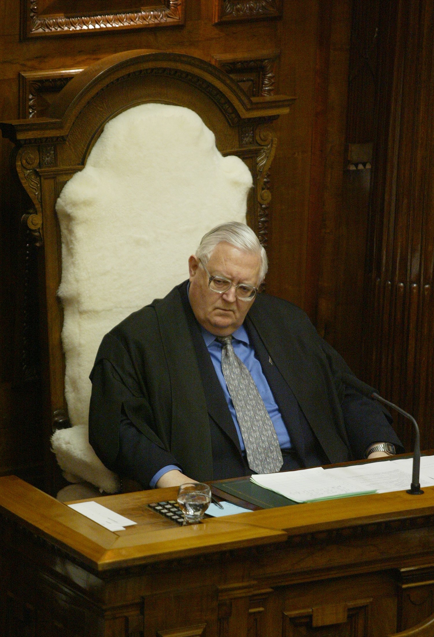 Jonathan Hunt presiding over Parliament in October 2003. Photo / Mark Mitchell