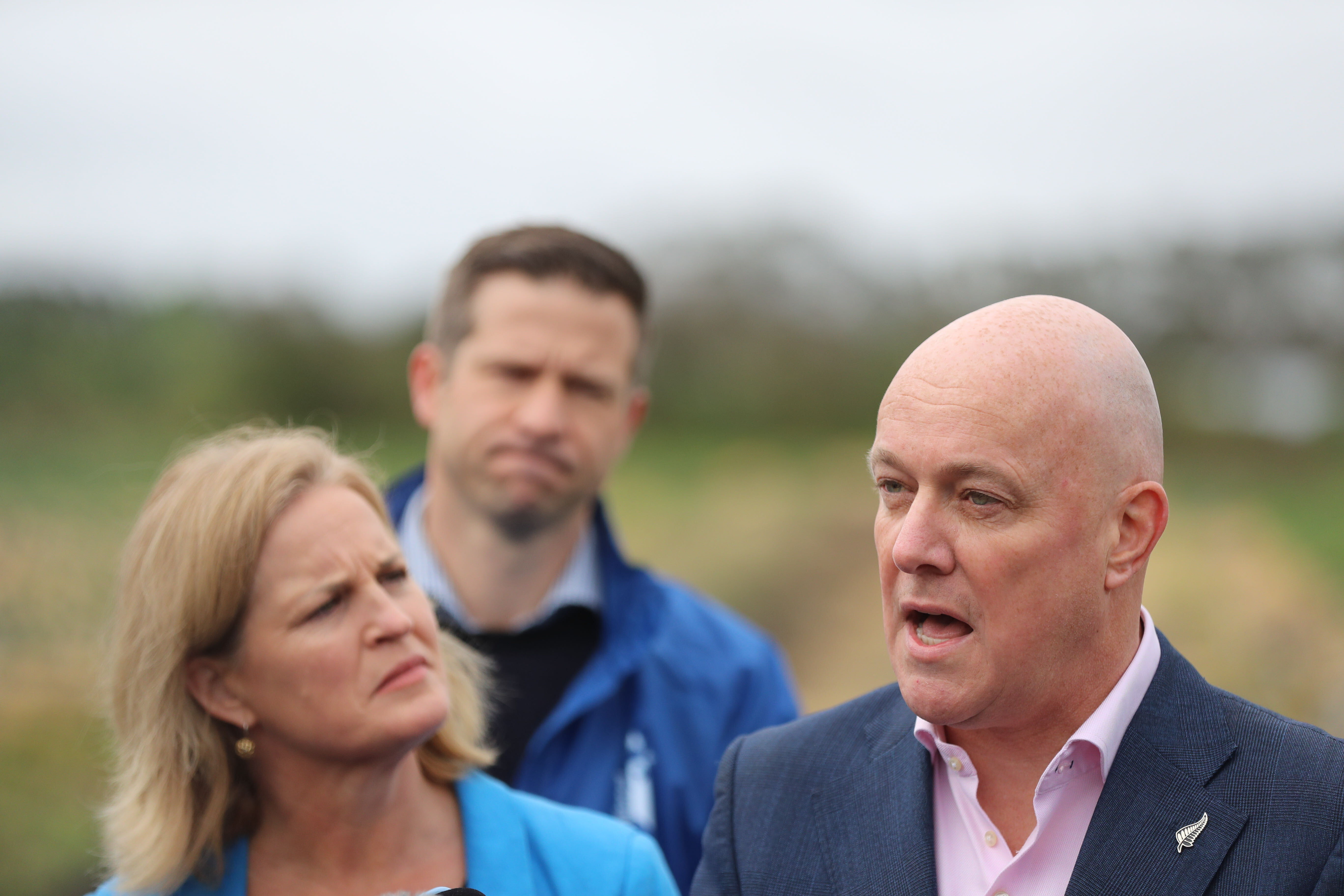 Chris Luxon and Louise Upston in Kumeu. Photo / Michael Craig