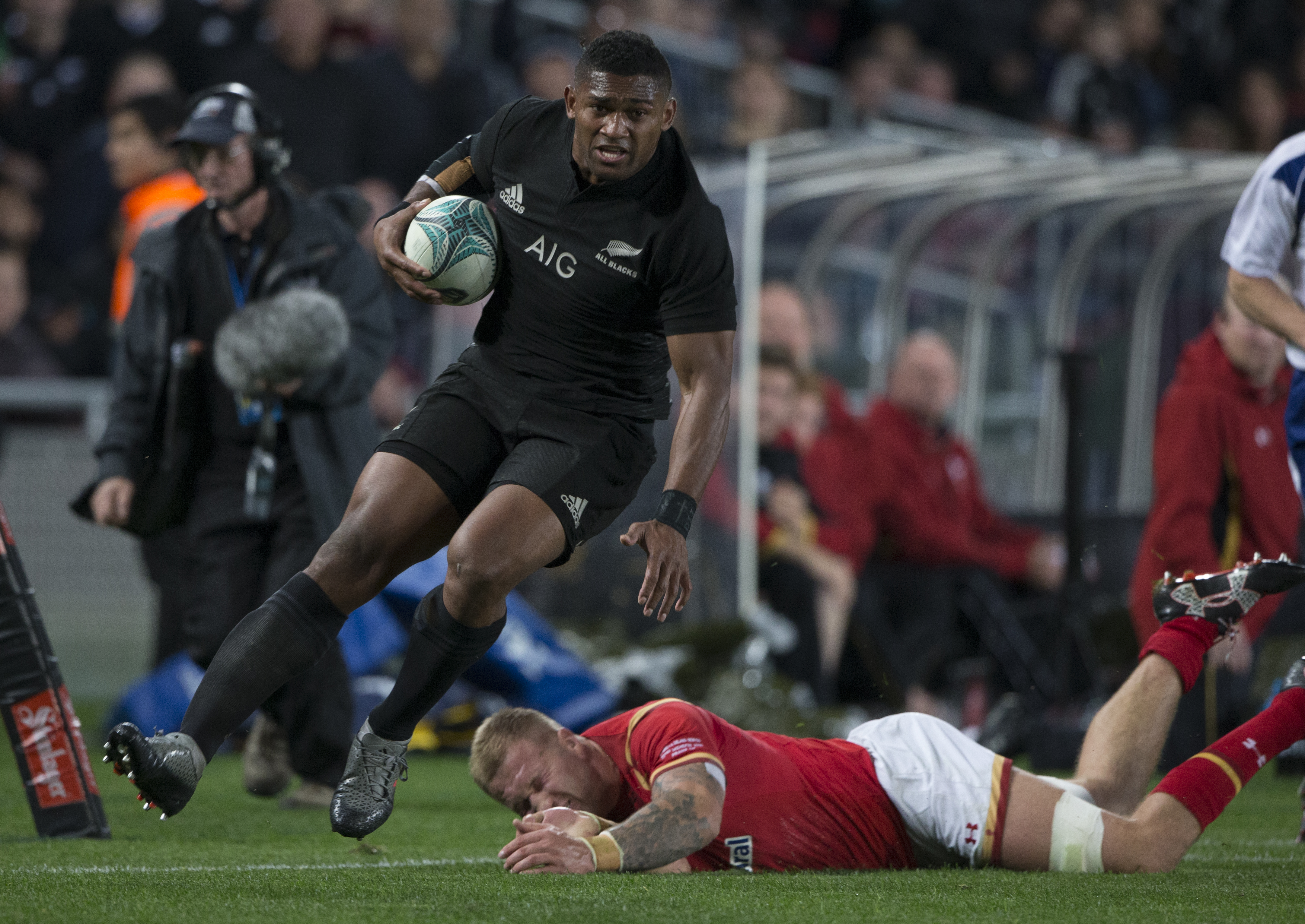 New Zealand All Blacks winger Waisake Naholo in action against Wales during the 1st test match between the All Blacks and Wales. Photo / Nick Reed. 