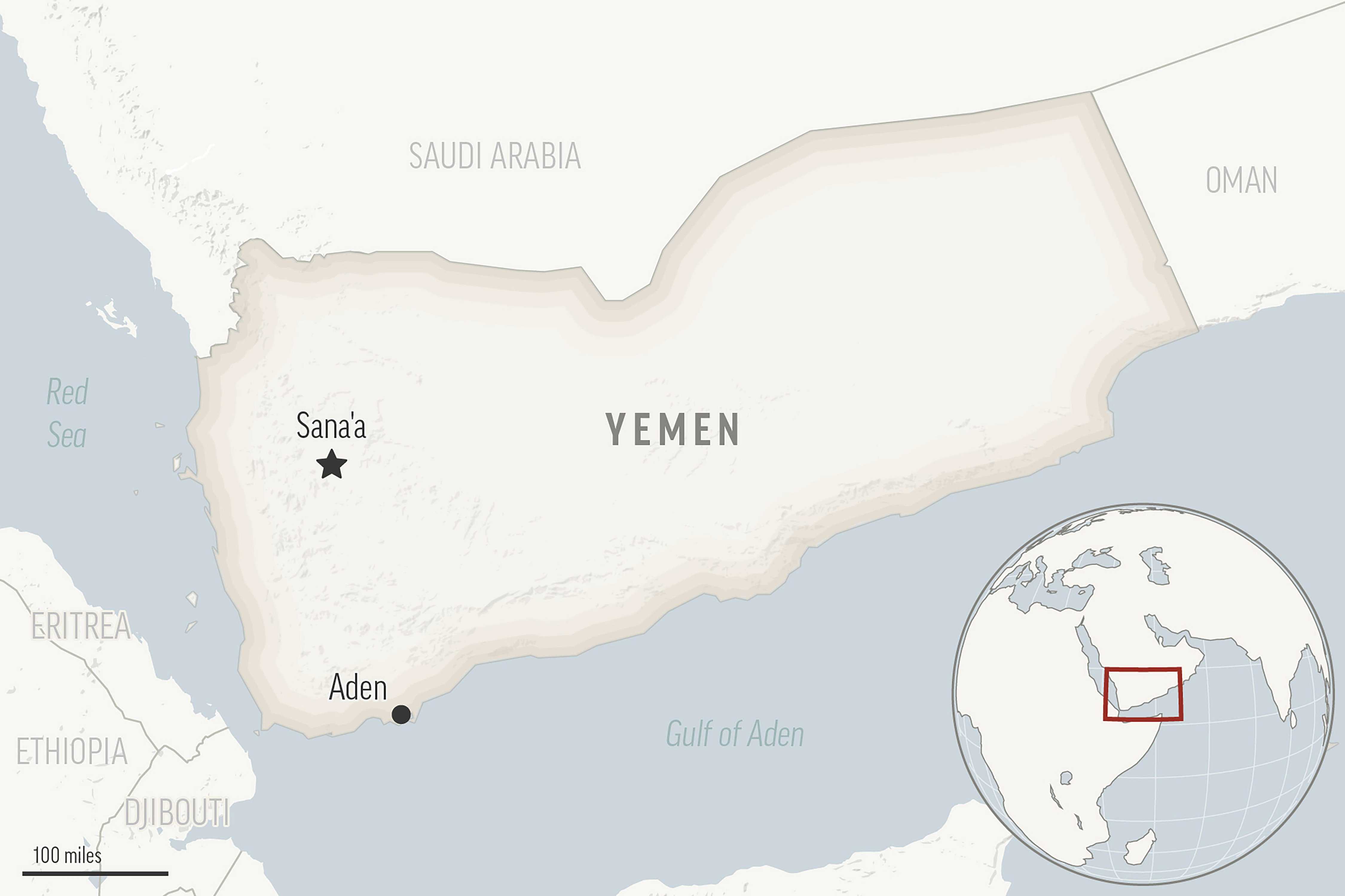 This is a locator map for Yemen with its capital, Sanaa. Photo / AP