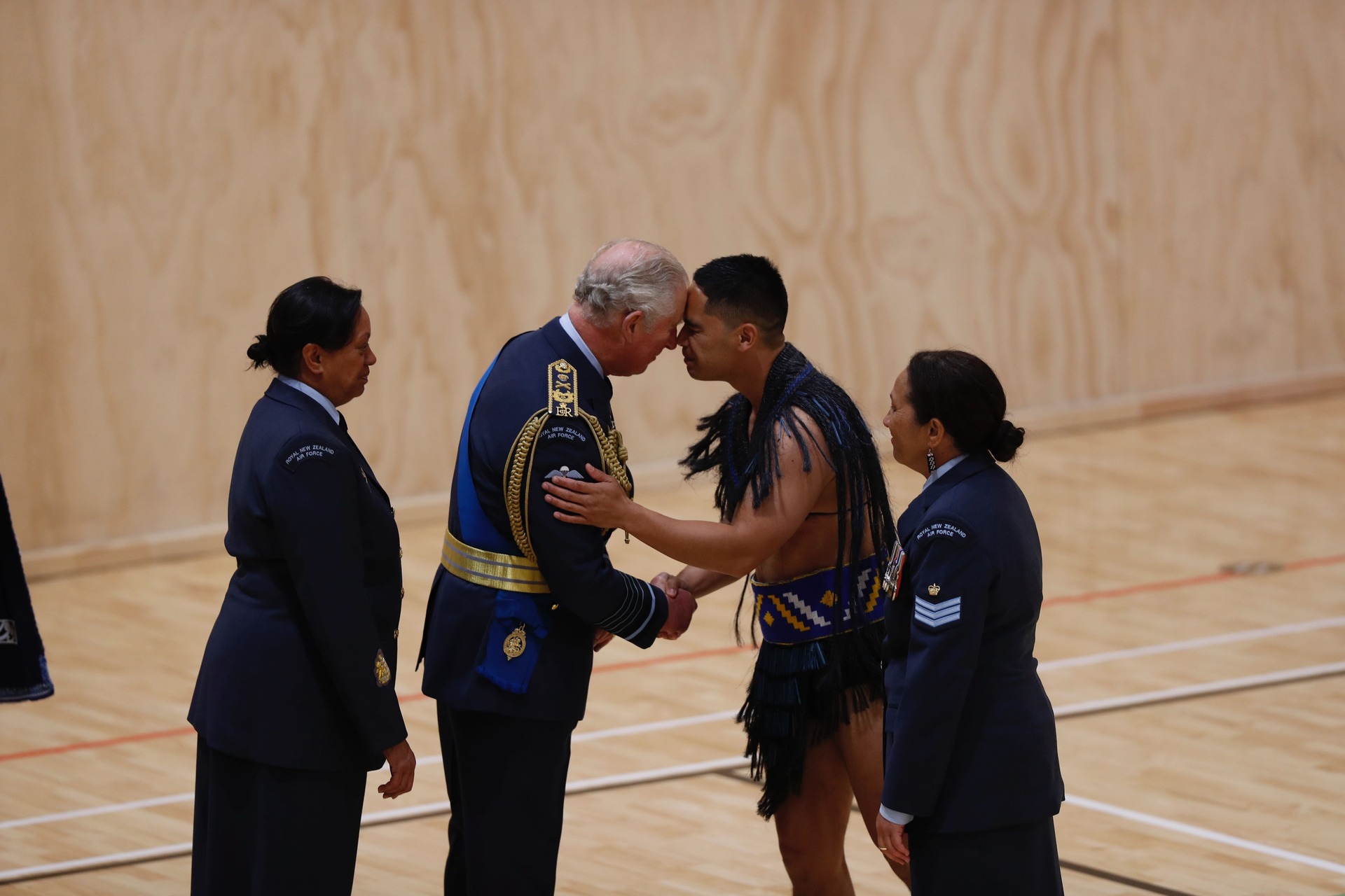 His Royal Highness Prince Charles takes part in the presentation of the Queens Colour for the RNZAF. Photo / Dean Purcell 