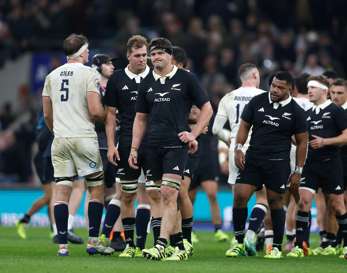 All Blacks skipper Scott Barrett is dejected after the loss to England. Photo / Photosport