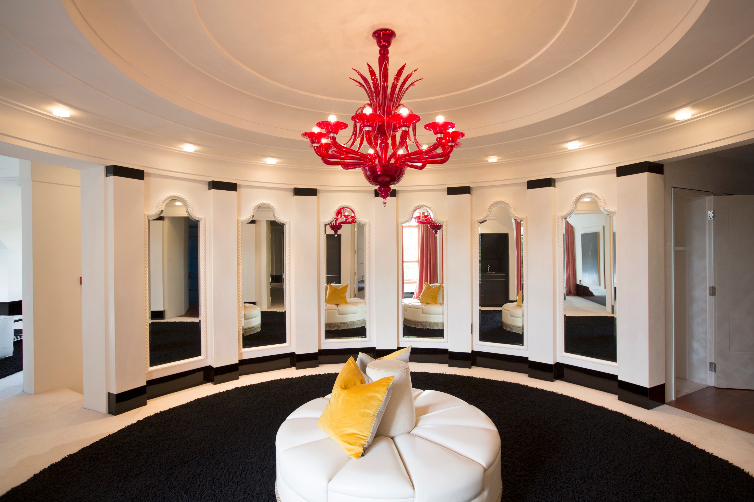 Circular with vaulted mirrors - faux French style interior at the Coatesville home once called the Kim Dotcom mansion when it was advertised for sale in 2016. Photo / supplied