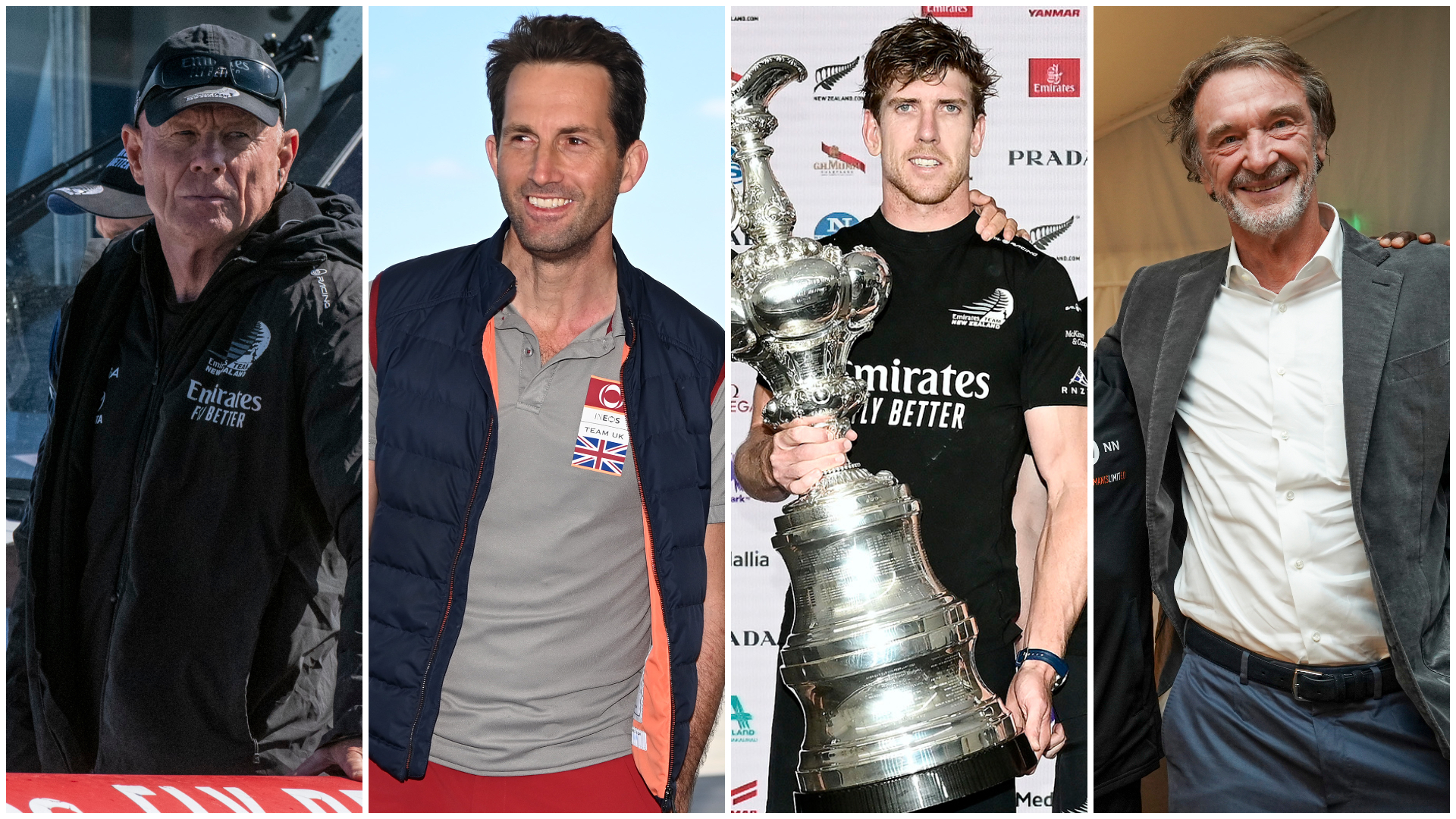 Grant Dalton, Ben Ainslie, Peter Burling and Jim Ratcliffe. Photos / Photosport