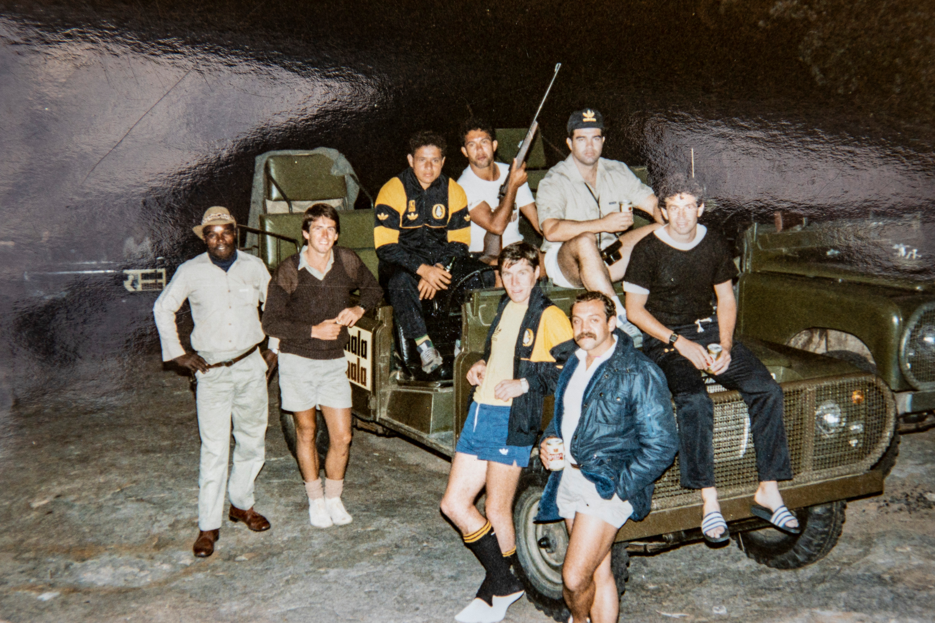 Members of the Cavaliers touring team go out on a late-night safari trip during their time in South Africa. Malcolm Hood collection