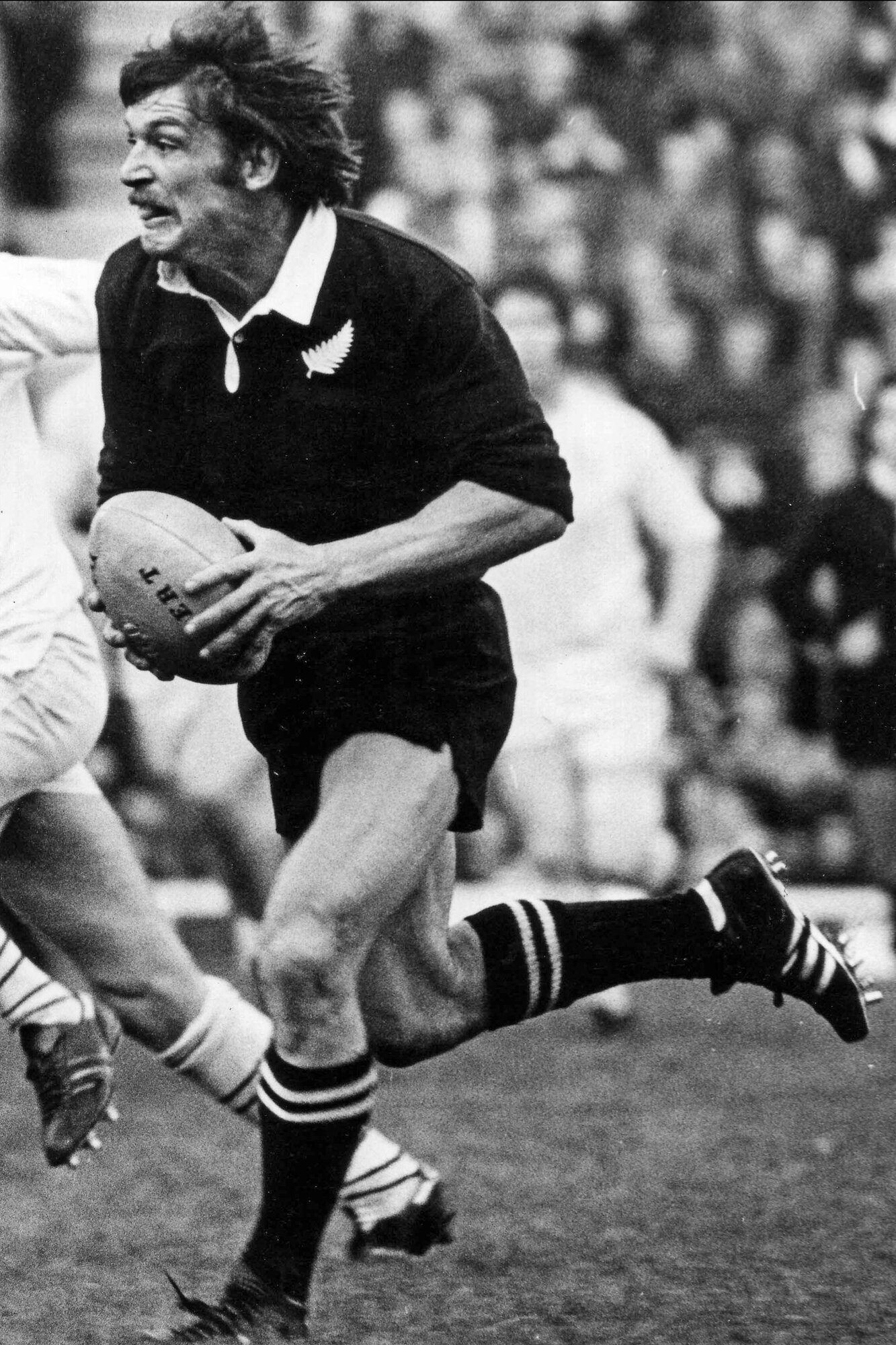 Ken Stewart on the charge for the All Blacks. Photo / Photosport