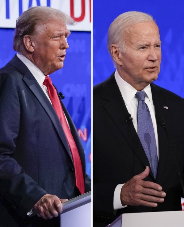 Republican presidential candidate and former President Donald Trump (left) and US President Joe Biden during a presidential debate hosted by CNN today in Atlanta, Georgia. Photos / AP