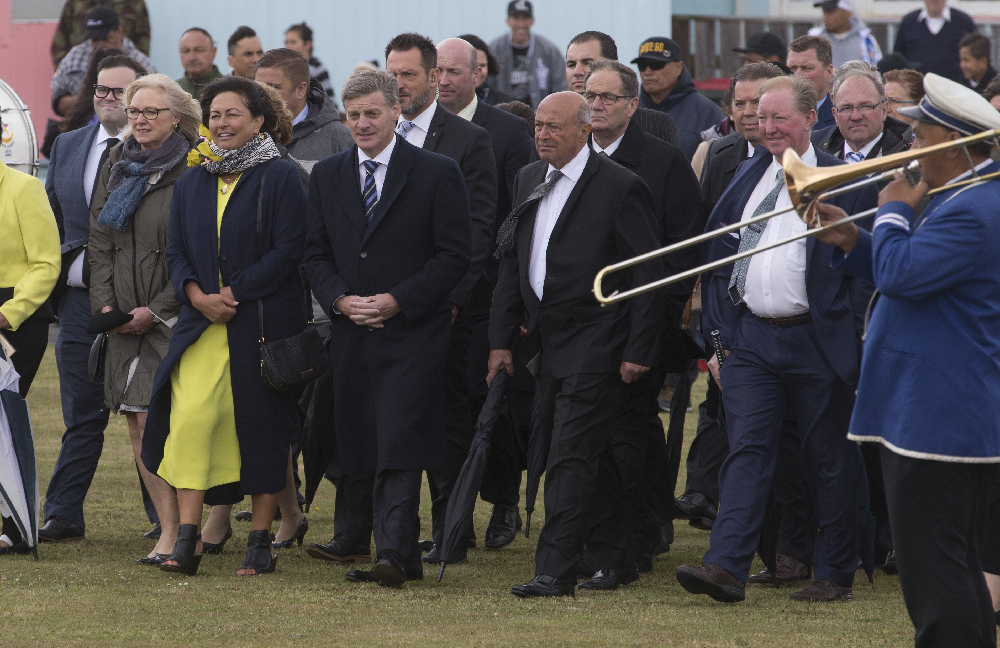 Prime Minister Bill English and his delegation arriving at Ratana Pa, Ratana. English declined an invitation to attend an event on Waitangi Day at Te Tii Marae. Photo / Mark Mitchell