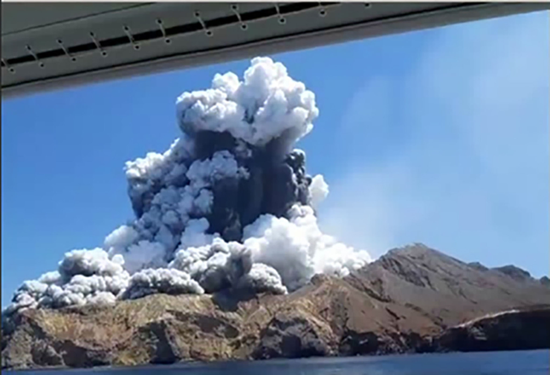 Still from video shot from a tourist boat near Whakaari just as the volcano erupted, about 2.15pm on December 9, 2019.