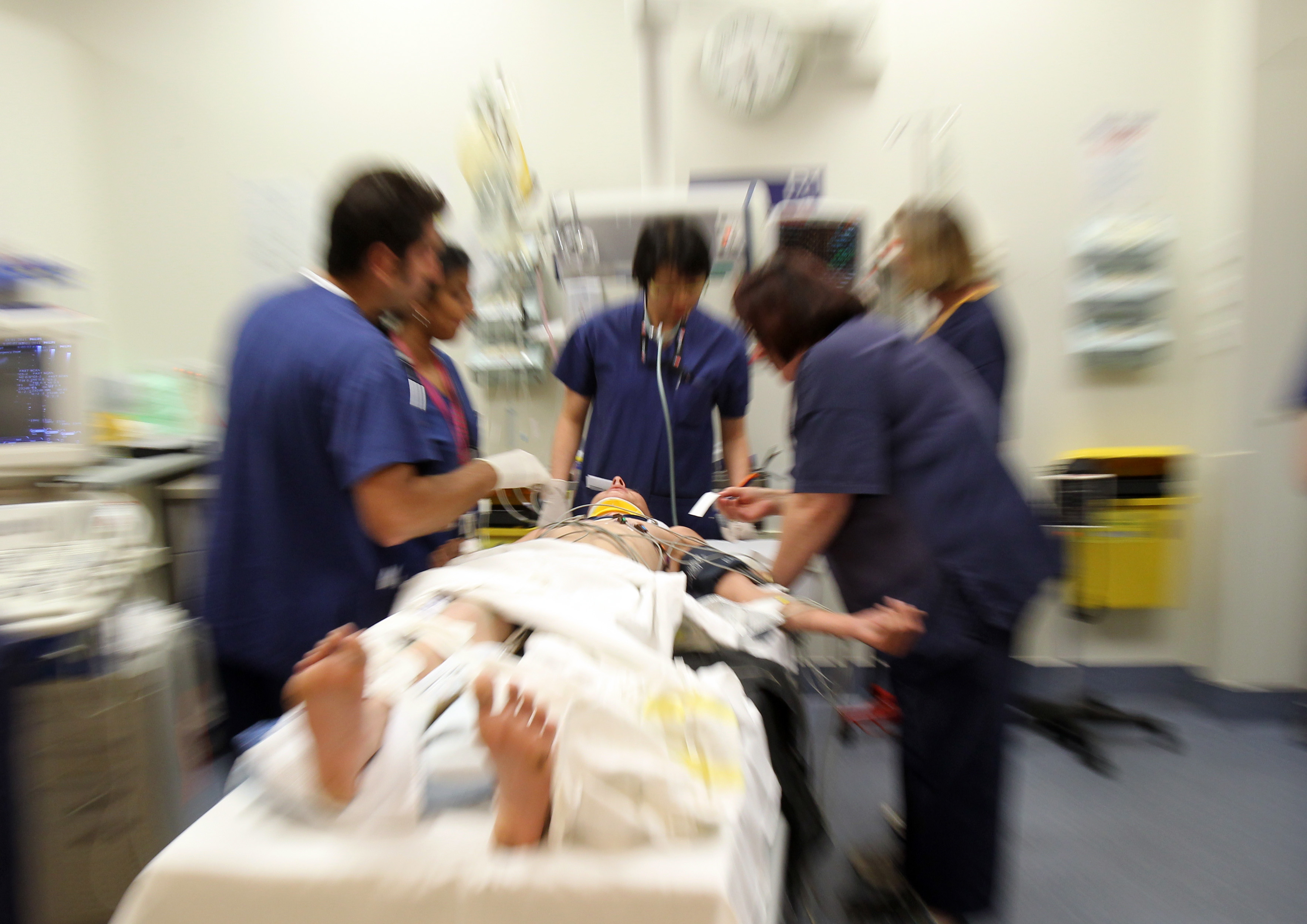 Doctors and nurses at work in a Auckland Hospital's emergency department.