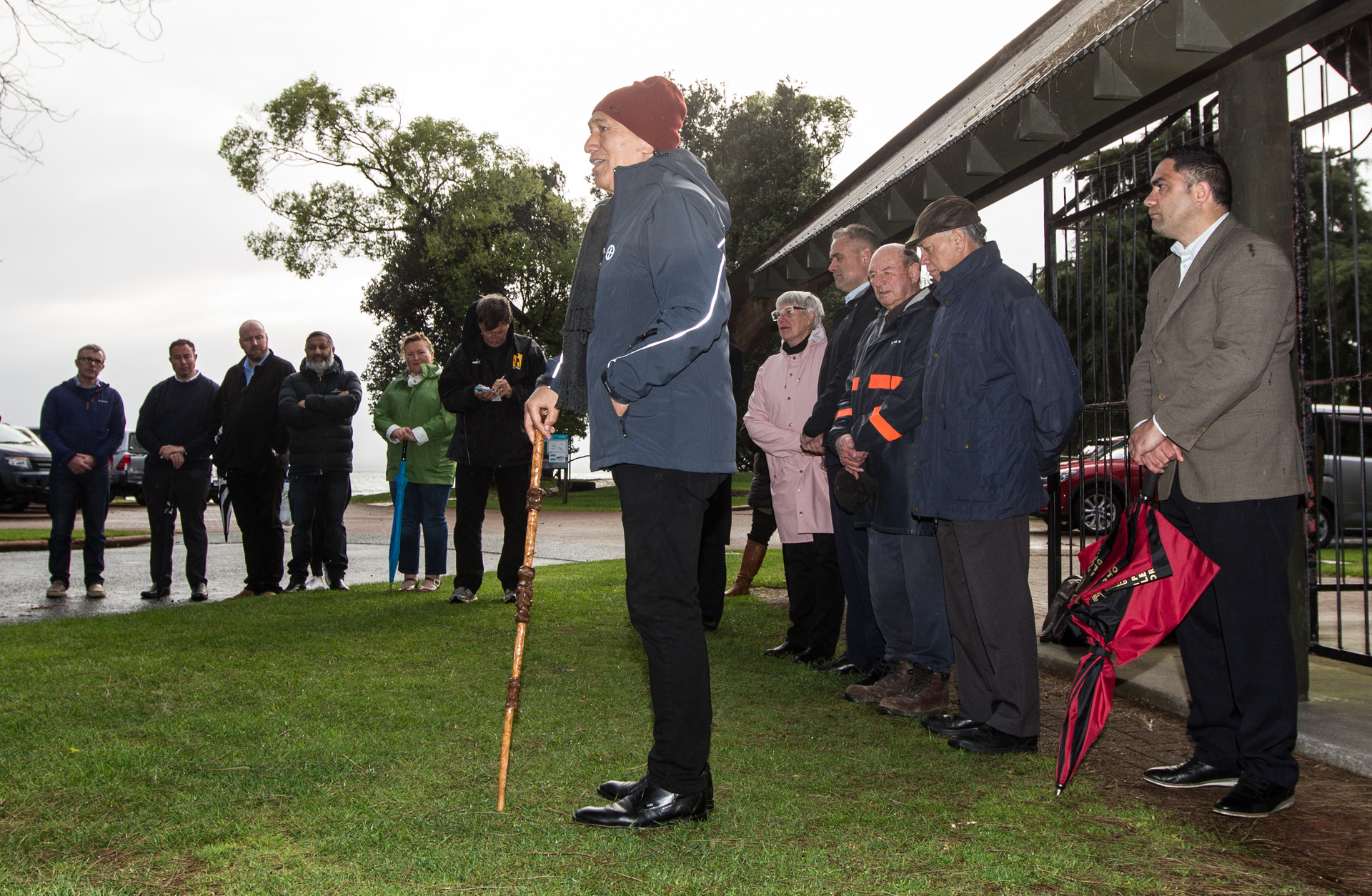Kaumatua Monty Morrison welcomes those to the Lakefront blessing on behalf of Ngāti Whakaue. Photo / Stephen Parker