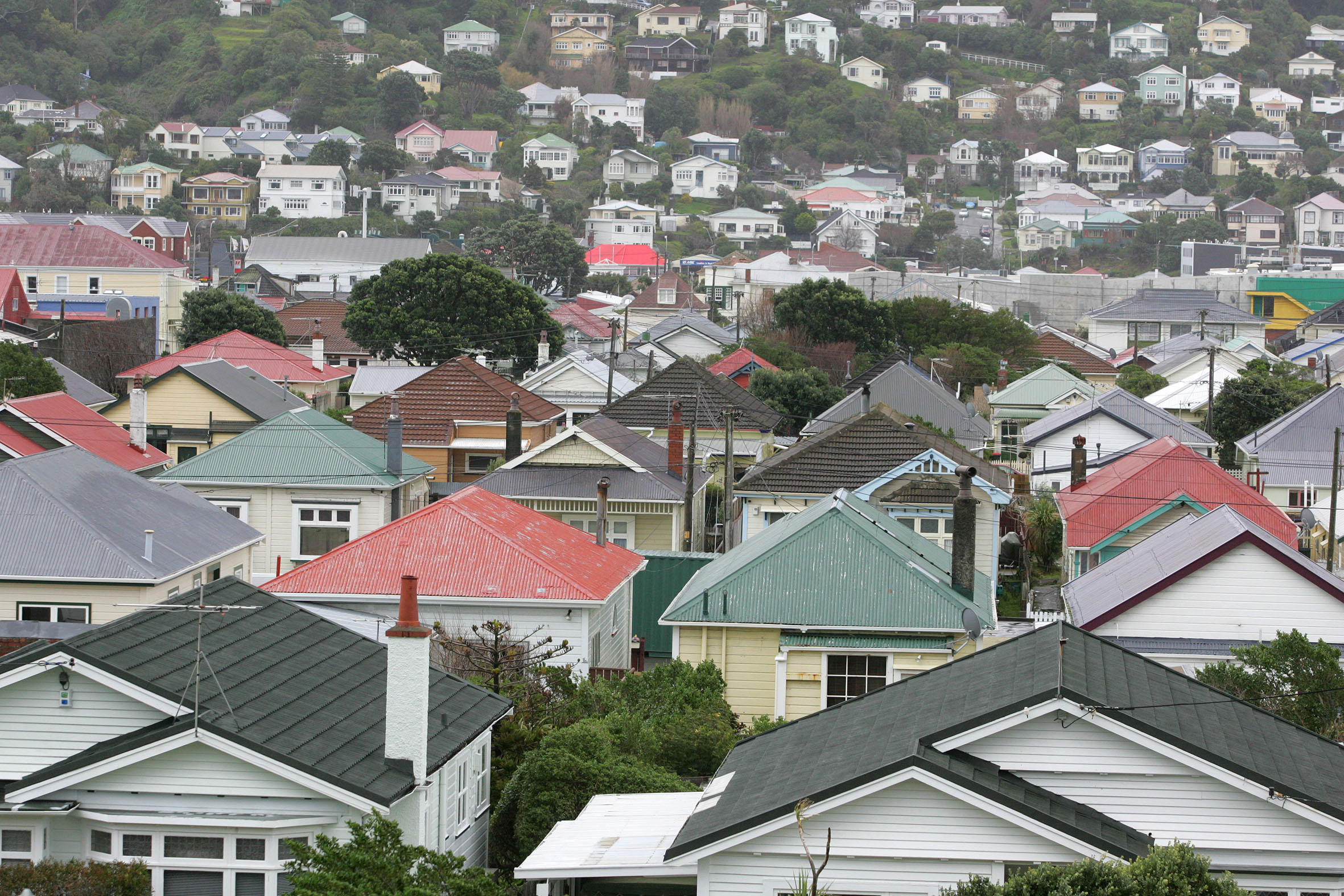 Houses in the Wellington suburbs of Rongotai, foreground, and Kilbirnie. Photo / Mark Mitchell