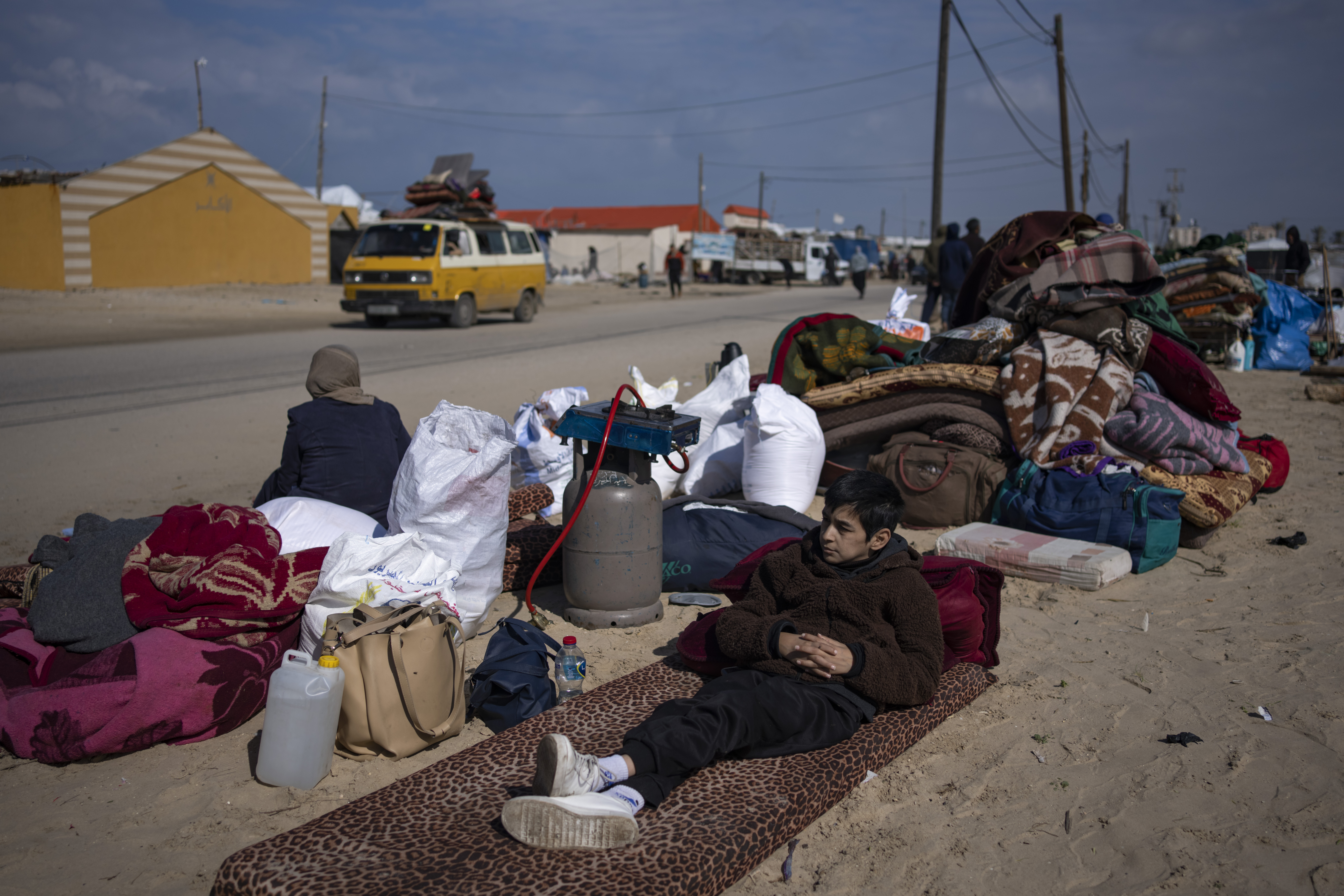 Palestinians arrive in the southern Gaza town of Rafah after fleeing an Israeli ground and air offensive in the nearby city of Khan Younis. Photo / AP