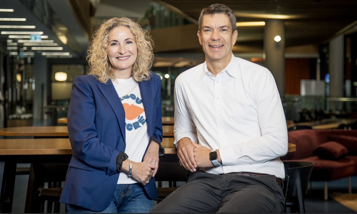 Stuff chief executive Sinead Boucher (left) and Trade Me chief executive Anders Skoe.
