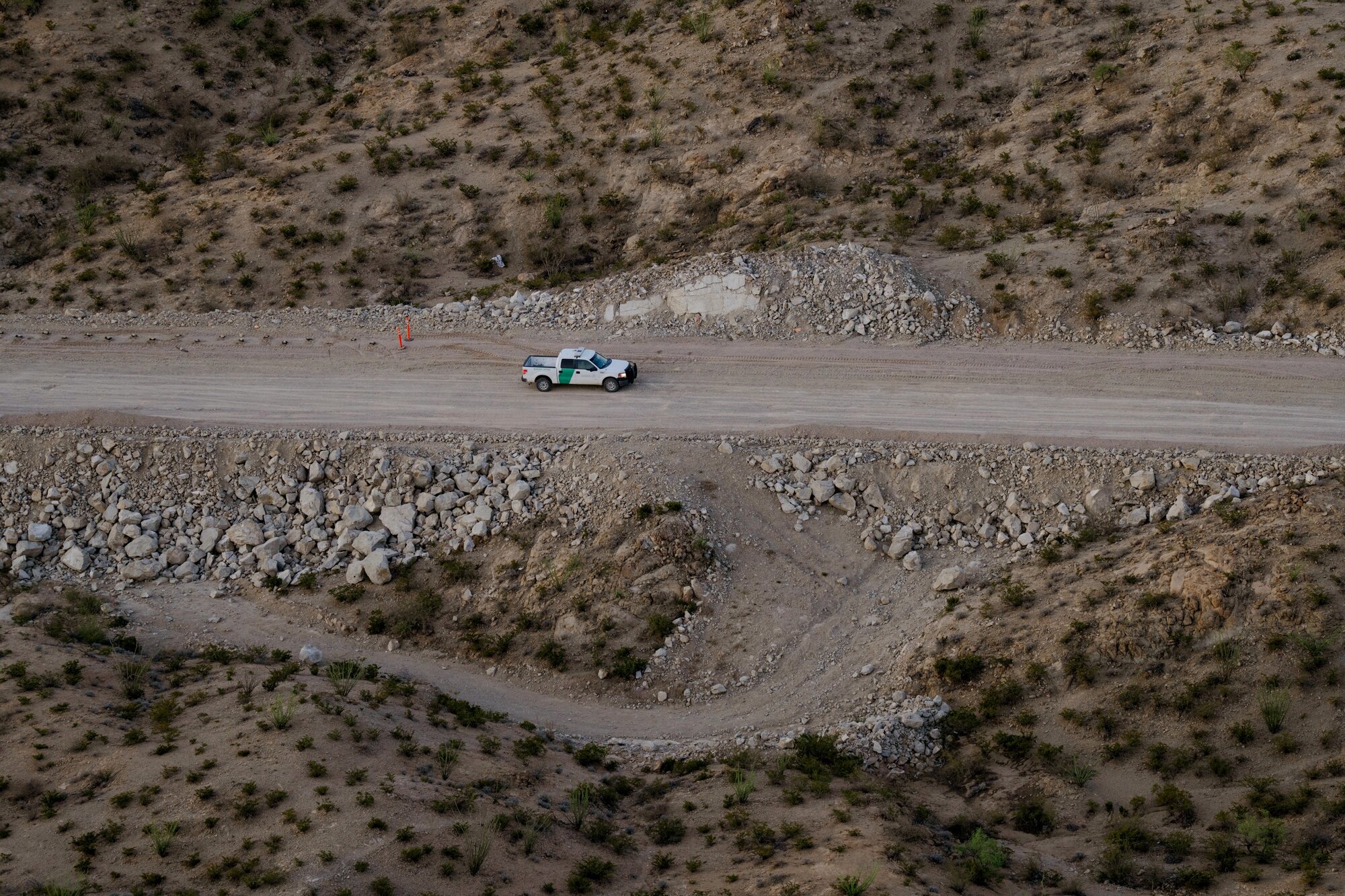A US Border Patrol truck patrols the border with Mexico, on land owned by the Catholic Diocese of Las Cruces. Photo / Paul Ratje, The New York Times