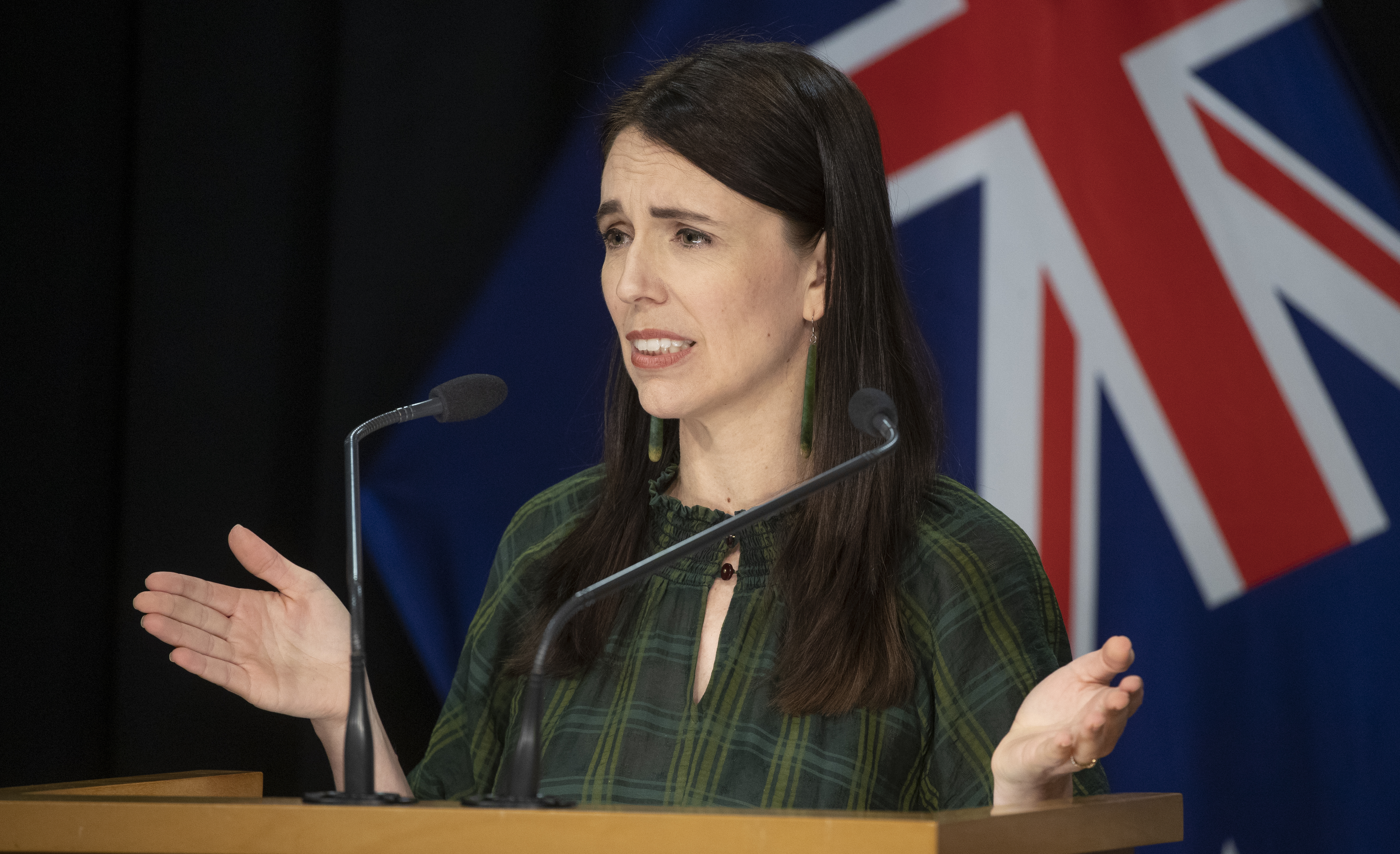 Prime Minister Jacinda Ardern during a post-Cabinet press conference in the Beehive theatrette. Photo / Mark Mitchell