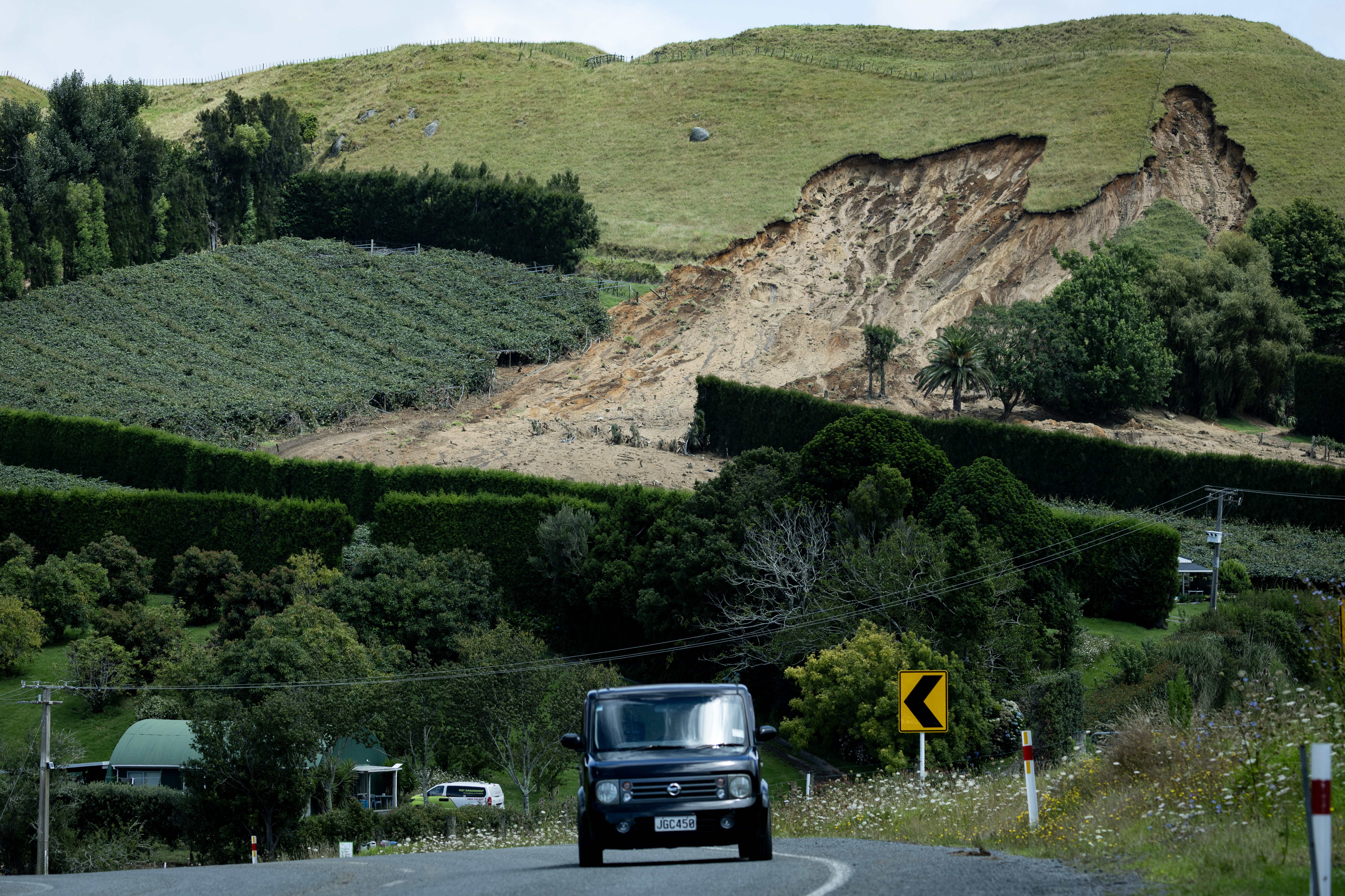 The huge slip that killed two people on Welcome Bay Rd in Pāpāmoa. Photo / Dean Purcell
