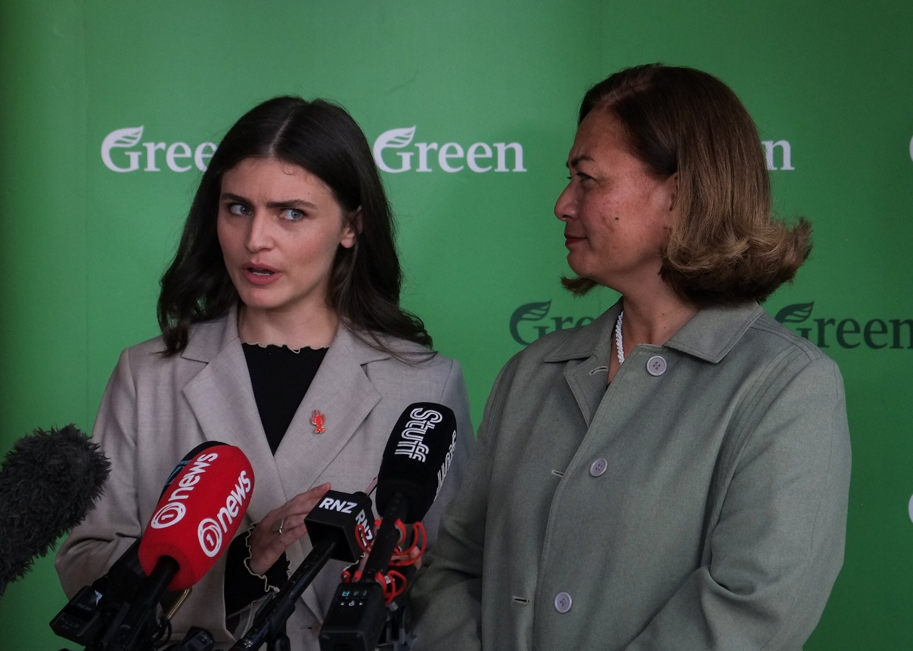 Green Party co-leaders Chloe Swarbrick and Marama Davdison.