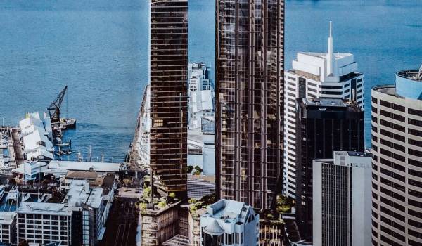 The proposed twin towers on the site of the Downtown Carpark building in Auckland.