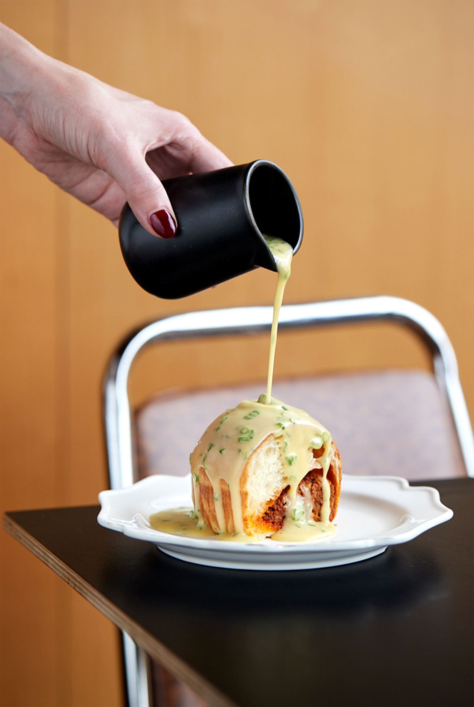Gochu's spicy pork milk bun. Photo / Babiche Martens
