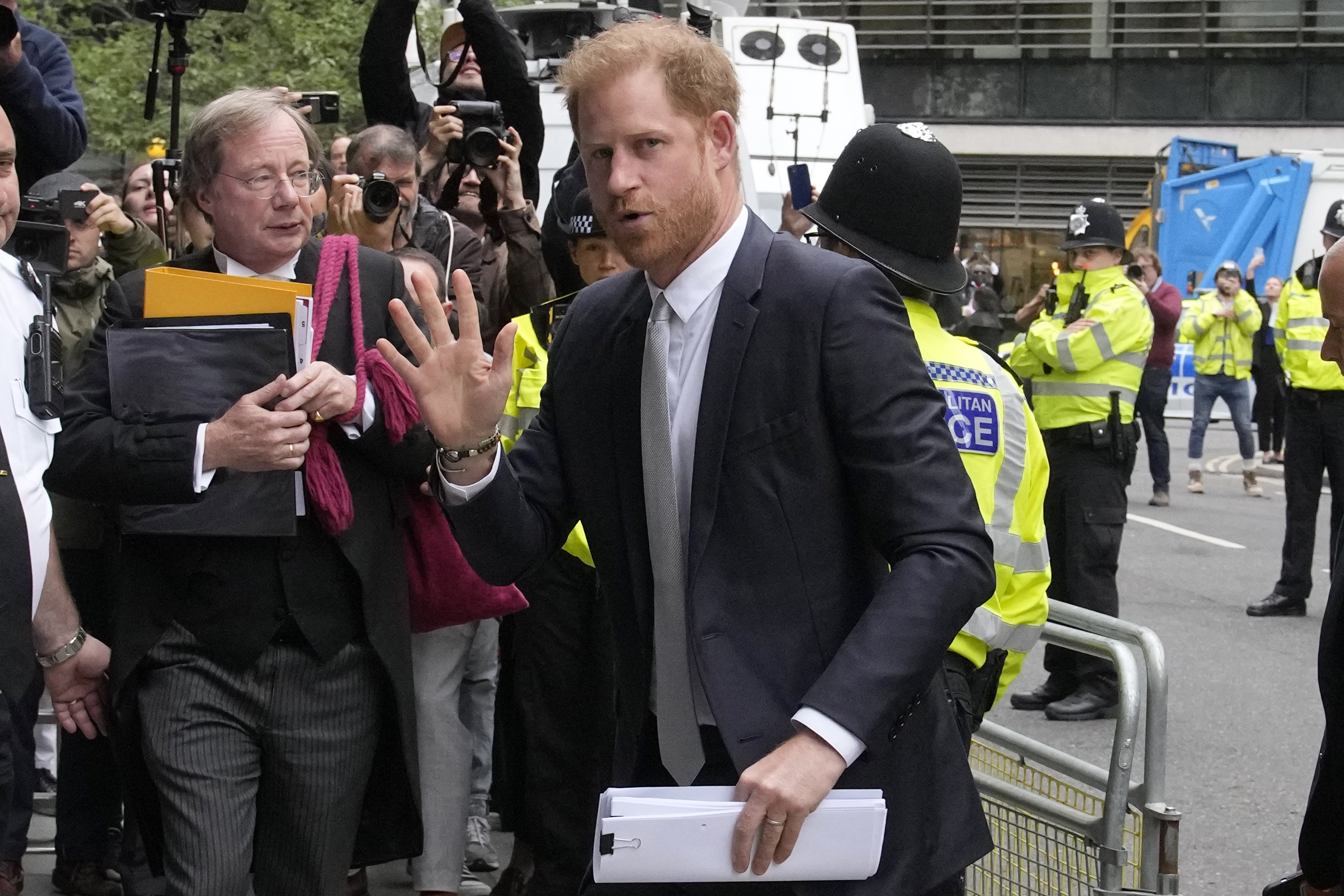 Prince Harry arrives at the High Court in London, Wednesday, June 7, 2023. Photo / AP