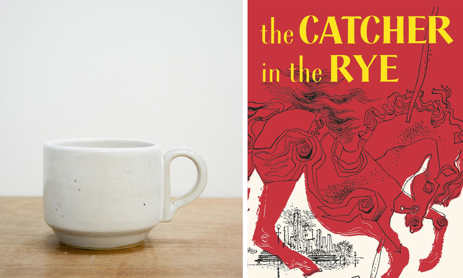 Richard Beauchamp's ceramic mugs and a classic novel - The Catcher in the Rye by JD Salinger. Photos / Supplied