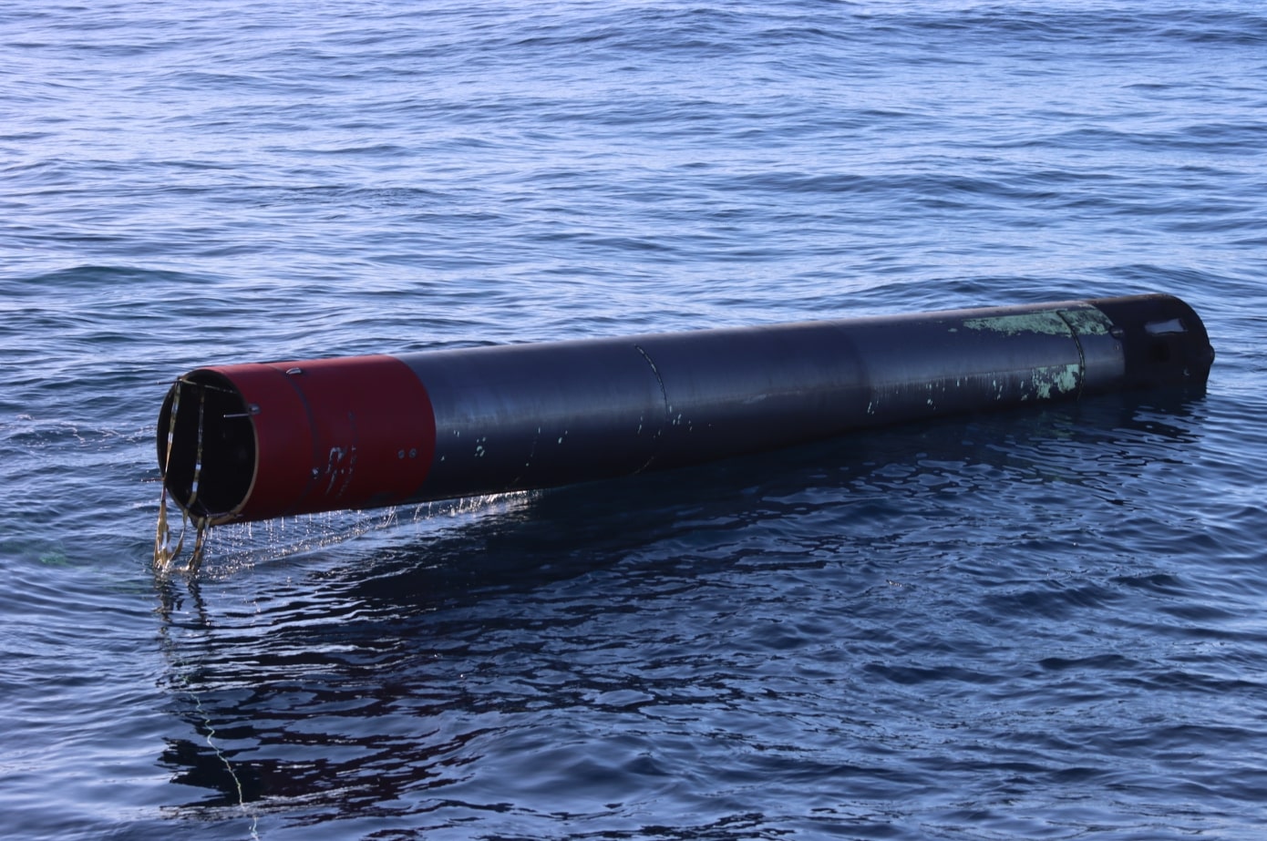 The booster portion of the Electron rocket which was collected from the ocean on Tuesday. Photo / Rocket Lab