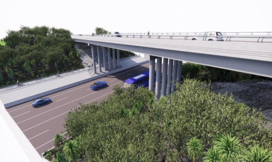 Artist impression of the new Cambridge Rd overbridge. Photo / Supplied