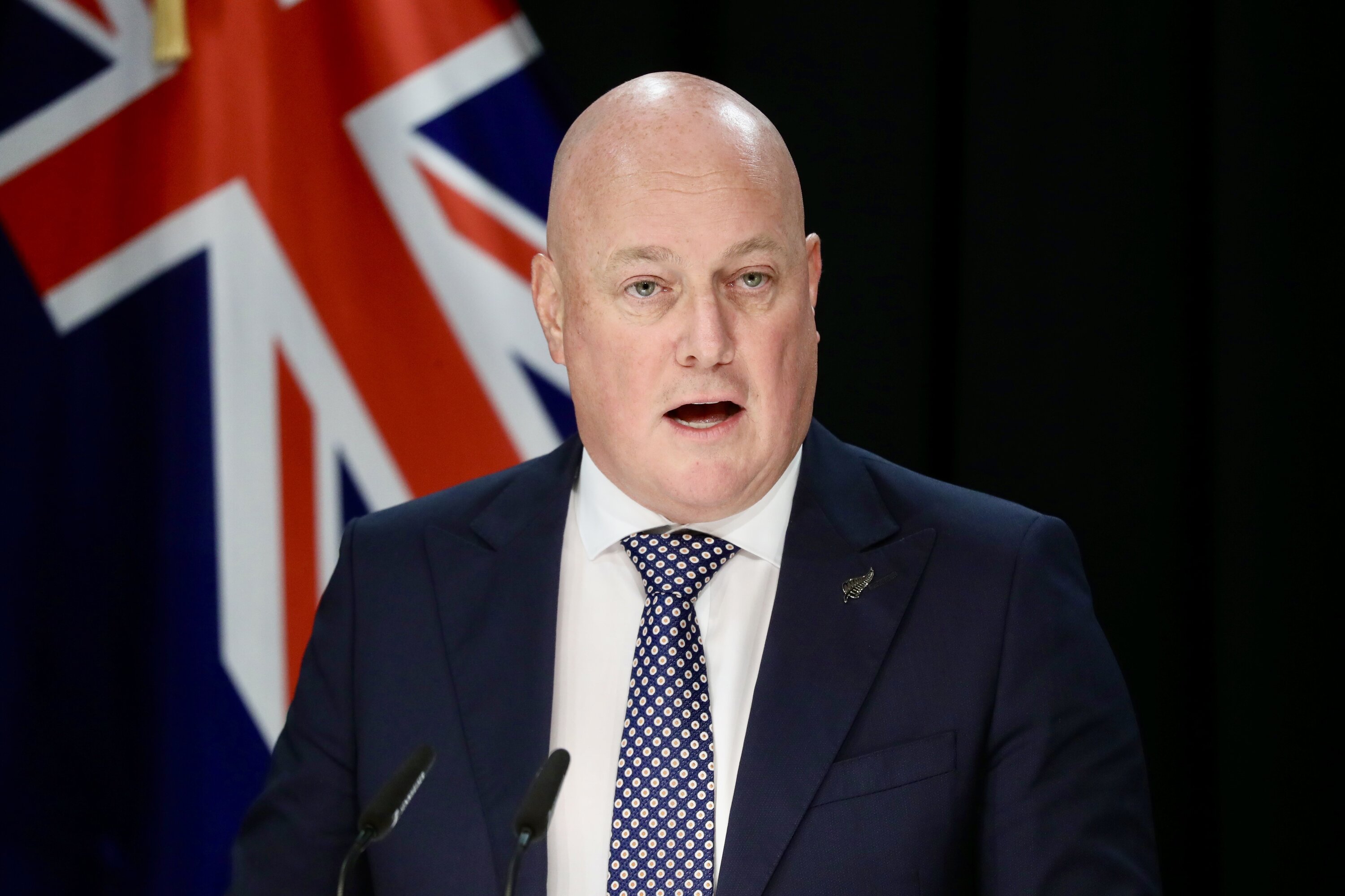 Prime Minister Christopher Luxon at today's post-Cabinet press conference. Photo / Mark Mitchell 