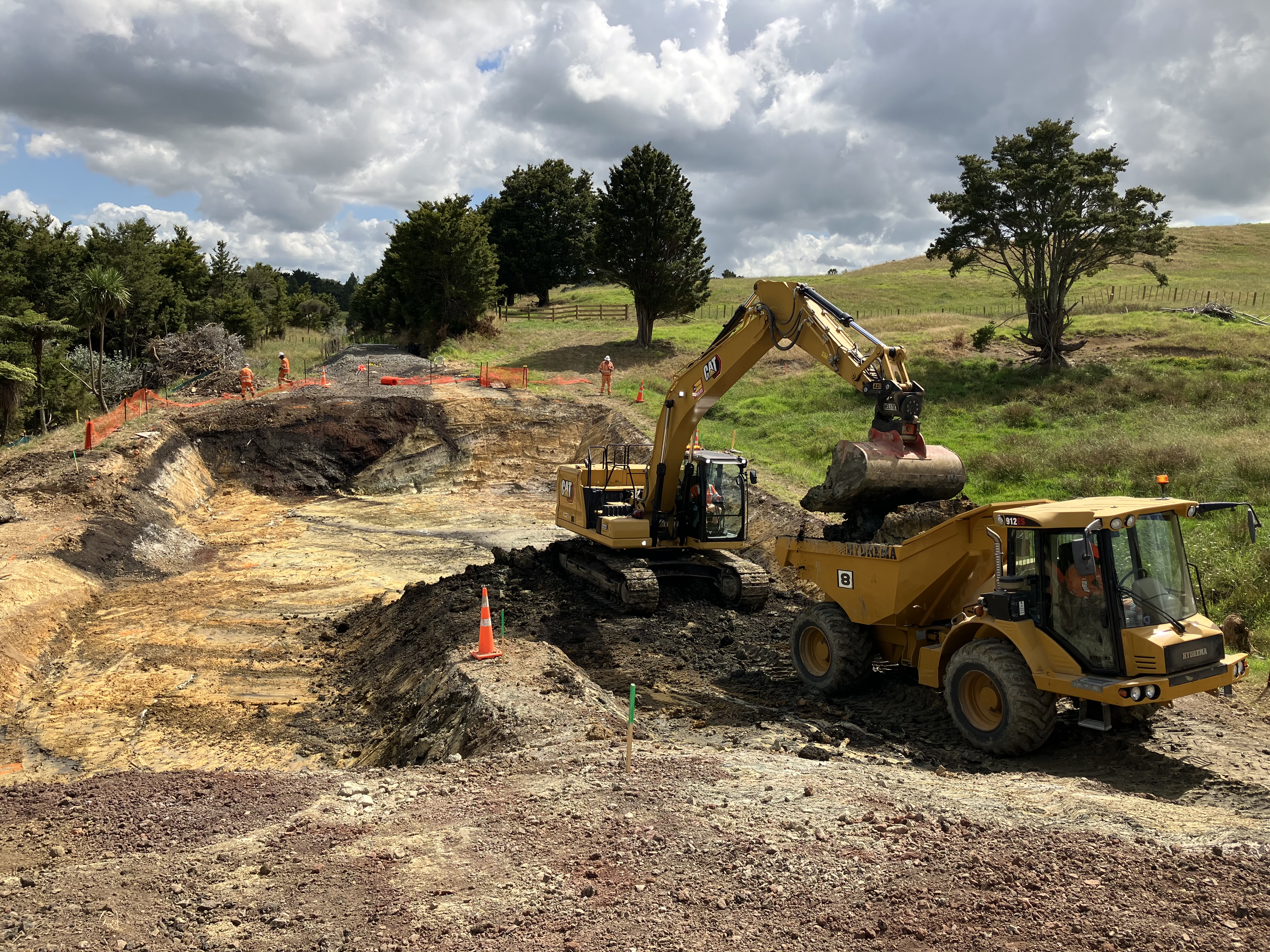 Excavation to repair a slip-damaged section of railway at Old Tokatoka Rd, south of Whangarei. Photo: Supplied / KiwiRail