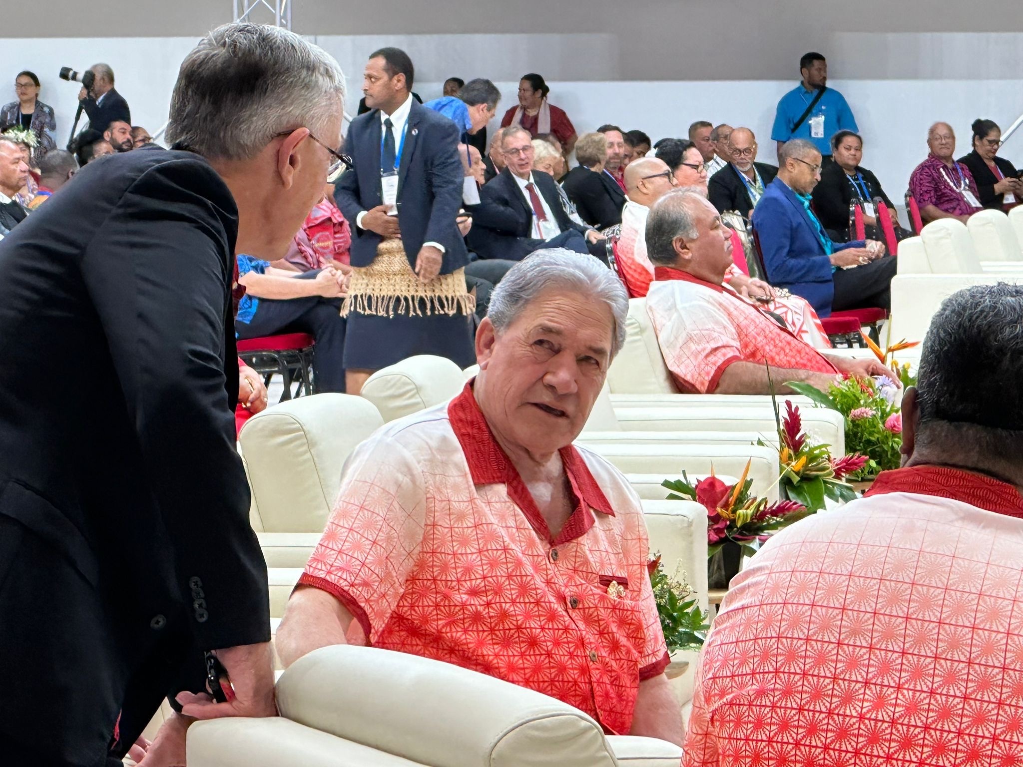 Foreign Minister Winston Peters at the Pacific Islands Forum opening ceremony in Tonga on August 26. Photo / John Tulloch