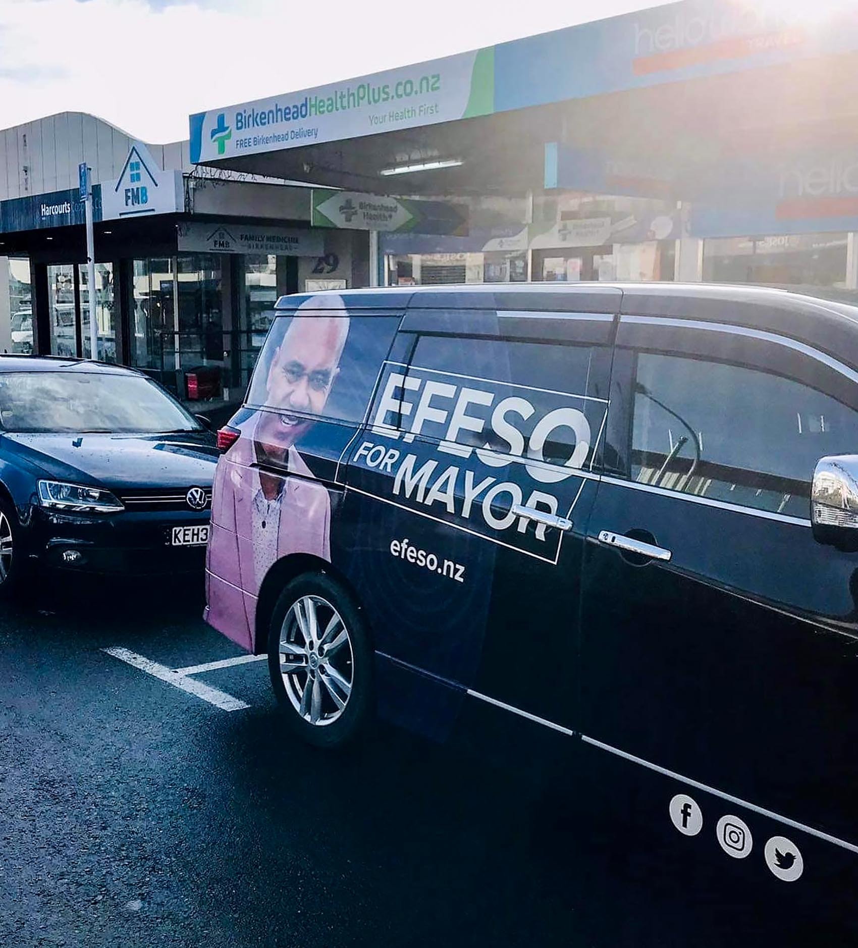 Efeso Collins' Auckland Mayoralty campaign vehicle. Photo / File