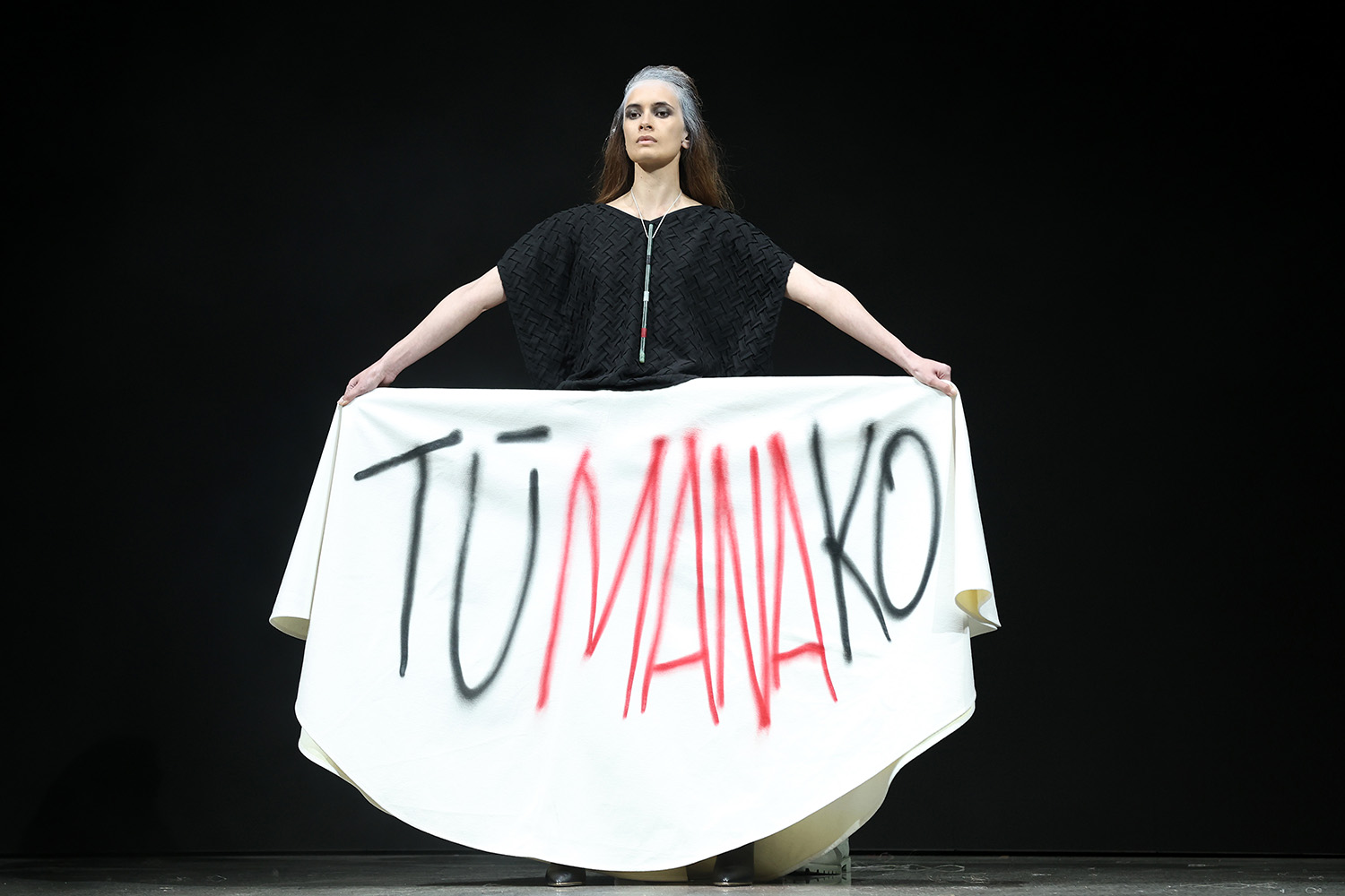 Kiri Nathan’s show at Kahuria: New Zealand Fashion Week 2023 was among many where writers unpacked the runway garments and performance within their cultural and historical context. Photo / Getty Images