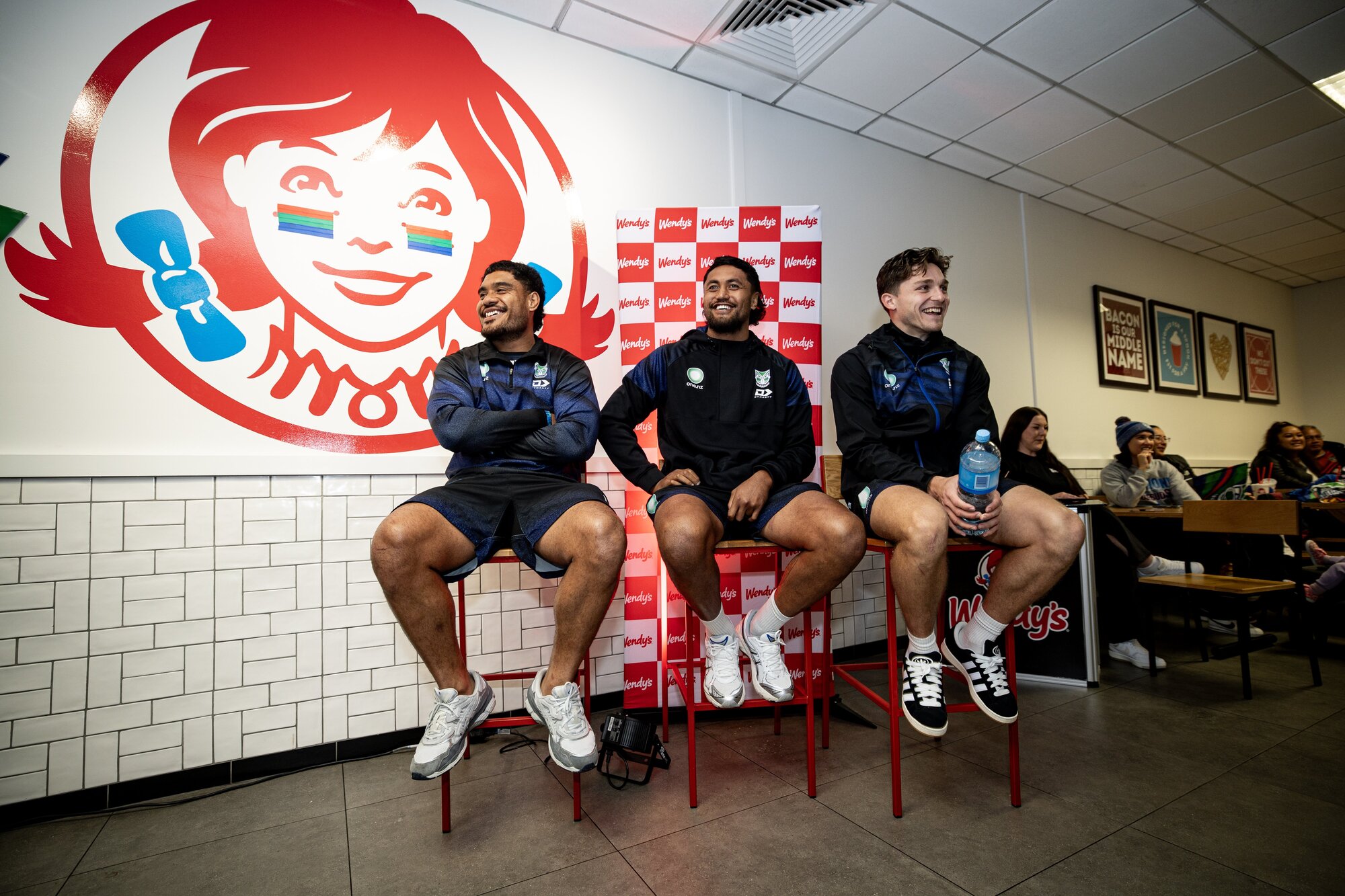 Baconator fans Tom Ale, Adam Pompey and Luke Metcalf. Photo / Dean Purcell