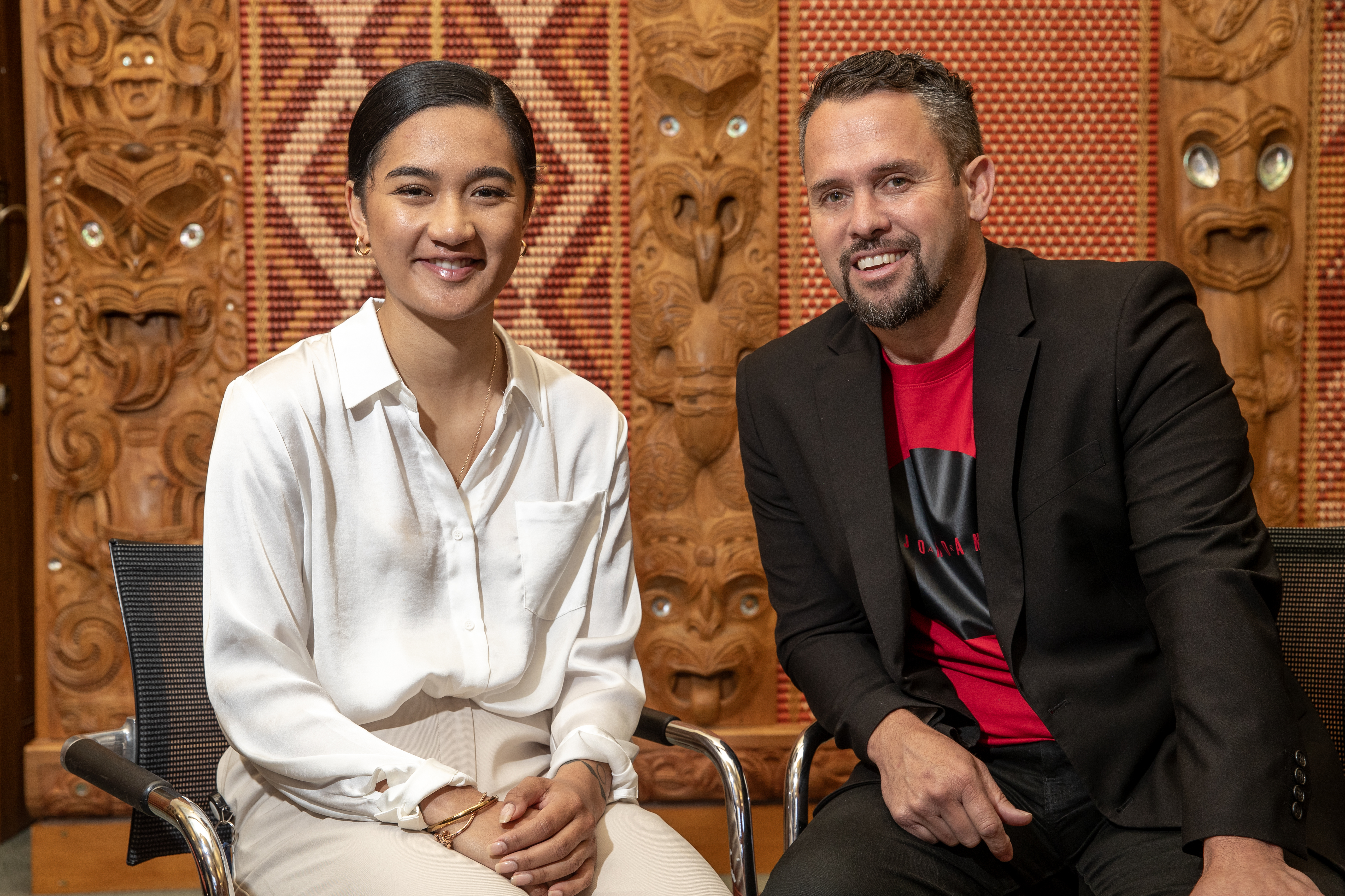 Te Pāti Māori MPs Hana-Rawhiti Maipi-Clarke and Tākuta Ferris double their party's caucus to four. Photo / Mark Mitchell