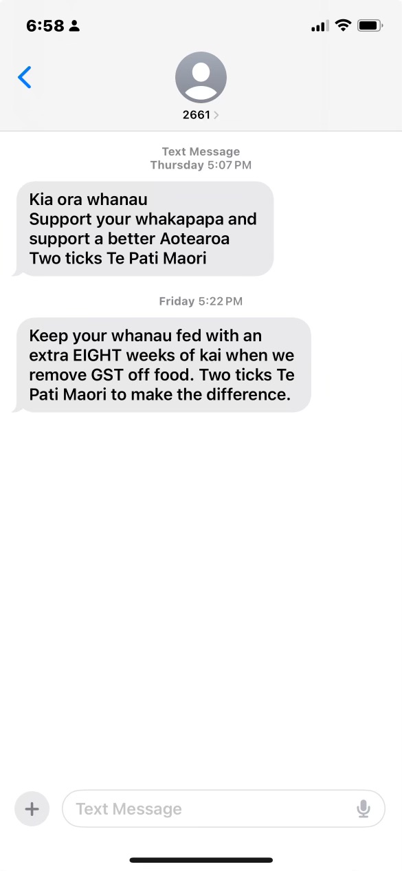 One of the text messages referred to the Electoral Commission by the Labour Party.