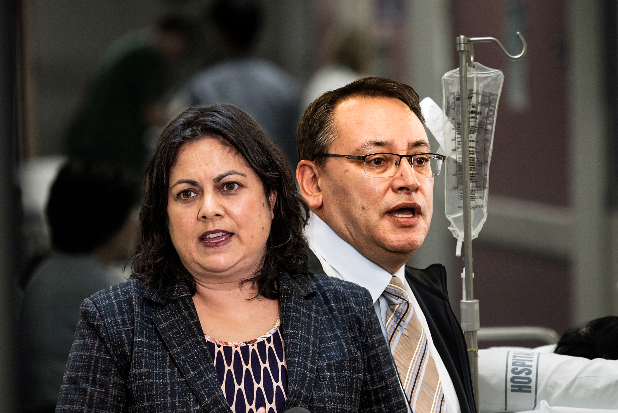 Labour's health spokeswoman Ayesha Verrall and Health Minister Shane Reti.